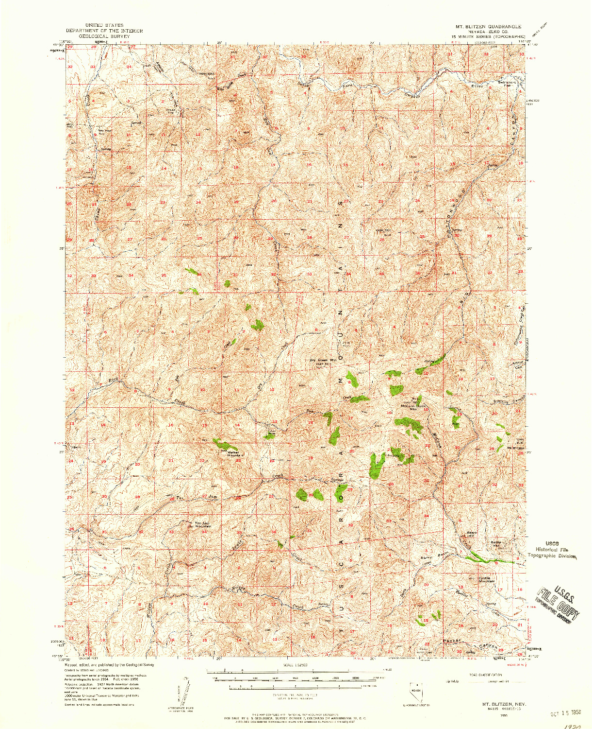 USGS 1:62500-SCALE QUADRANGLE FOR MT. BLITZEN, NV 1956