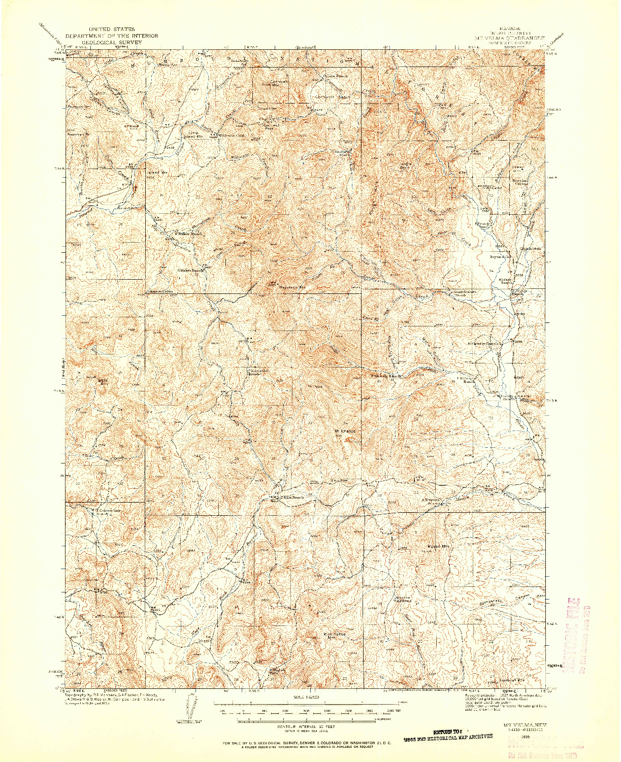 USGS 1:62500-SCALE QUADRANGLE FOR MT. VELMA, NV 1935