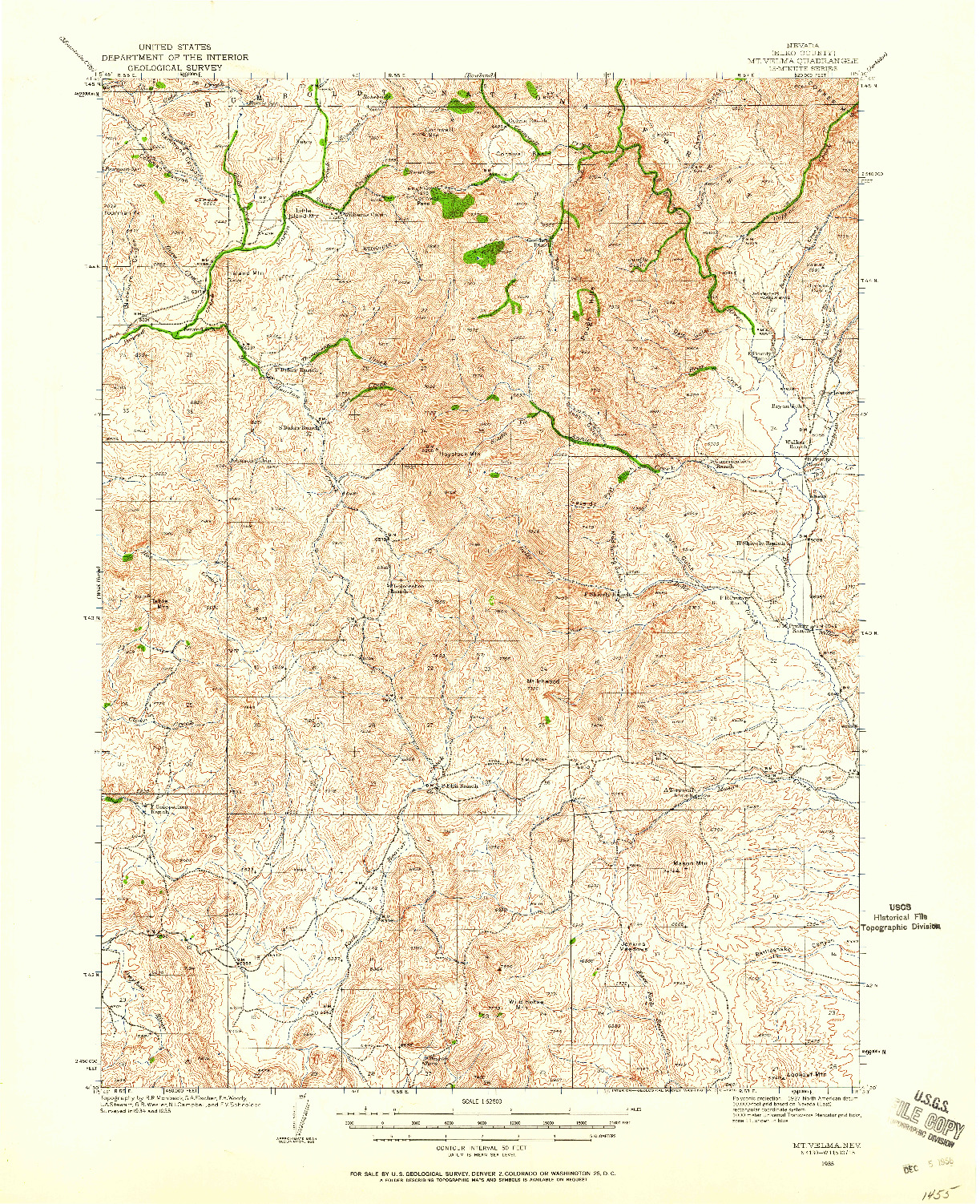 USGS 1:62500-SCALE QUADRANGLE FOR MT. VELMA, NV 1935