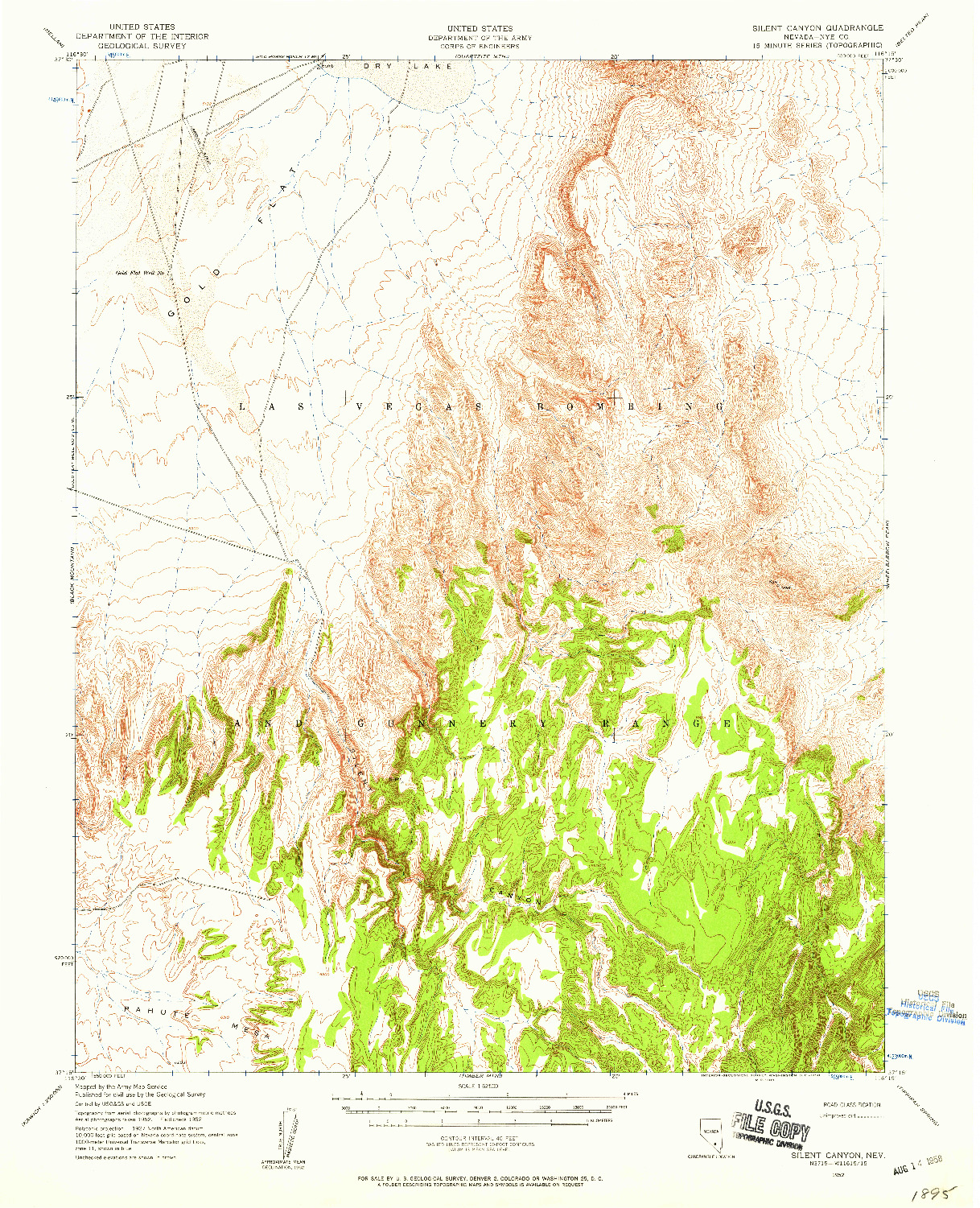 USGS 1:62500-SCALE QUADRANGLE FOR SILENT CANYON, NV 1952