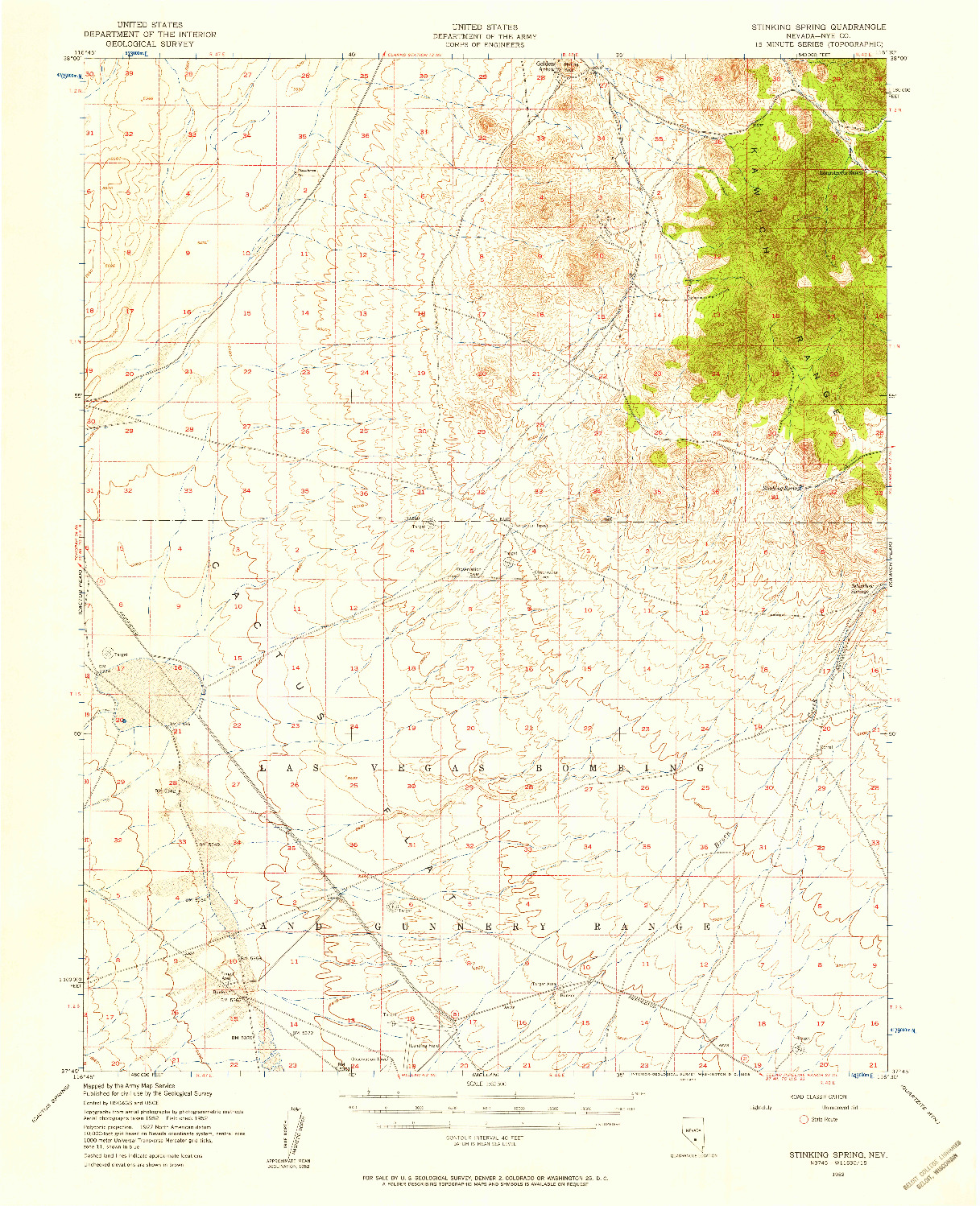 USGS 1:62500-SCALE QUADRANGLE FOR STINKING SPRING, NV 1952
