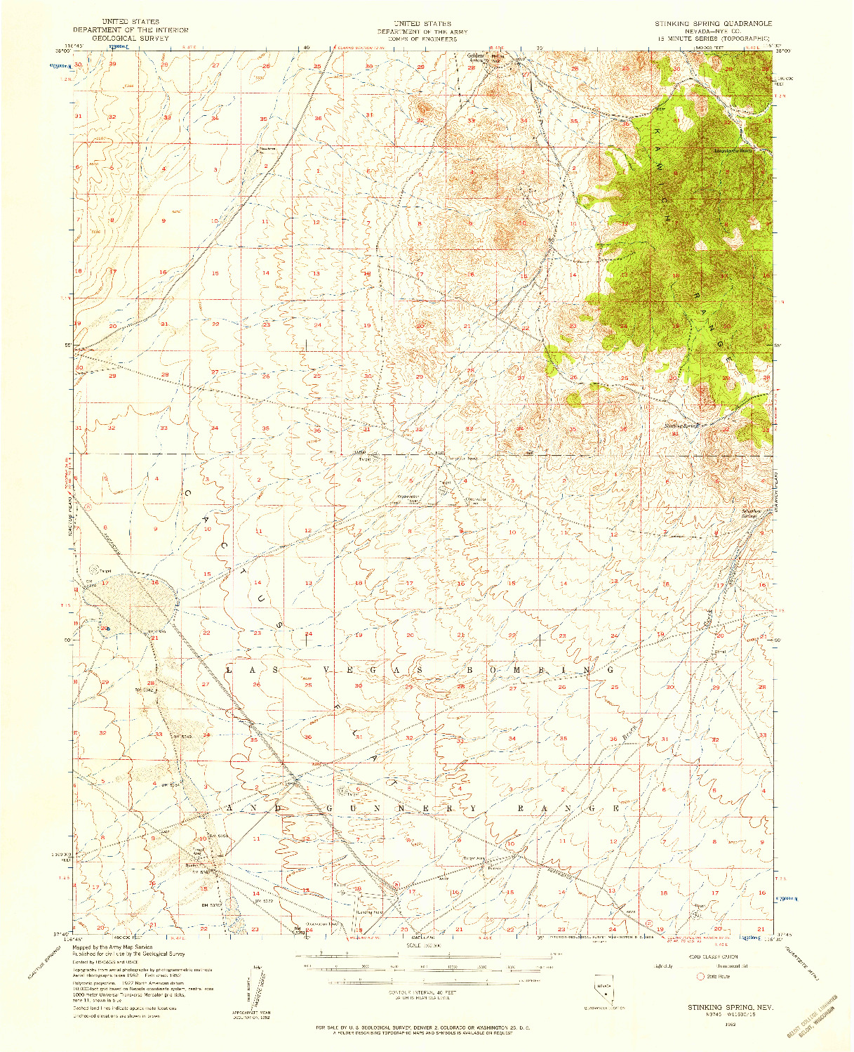 USGS 1:62500-SCALE QUADRANGLE FOR STINKING SPRING, NV 1952