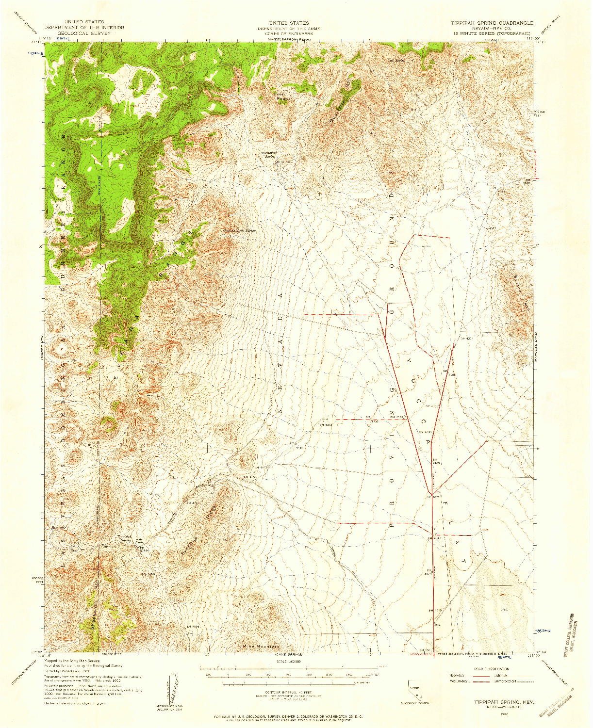 USGS 1:62500-SCALE QUADRANGLE FOR TIPPIPAH SPRING, NV 1952