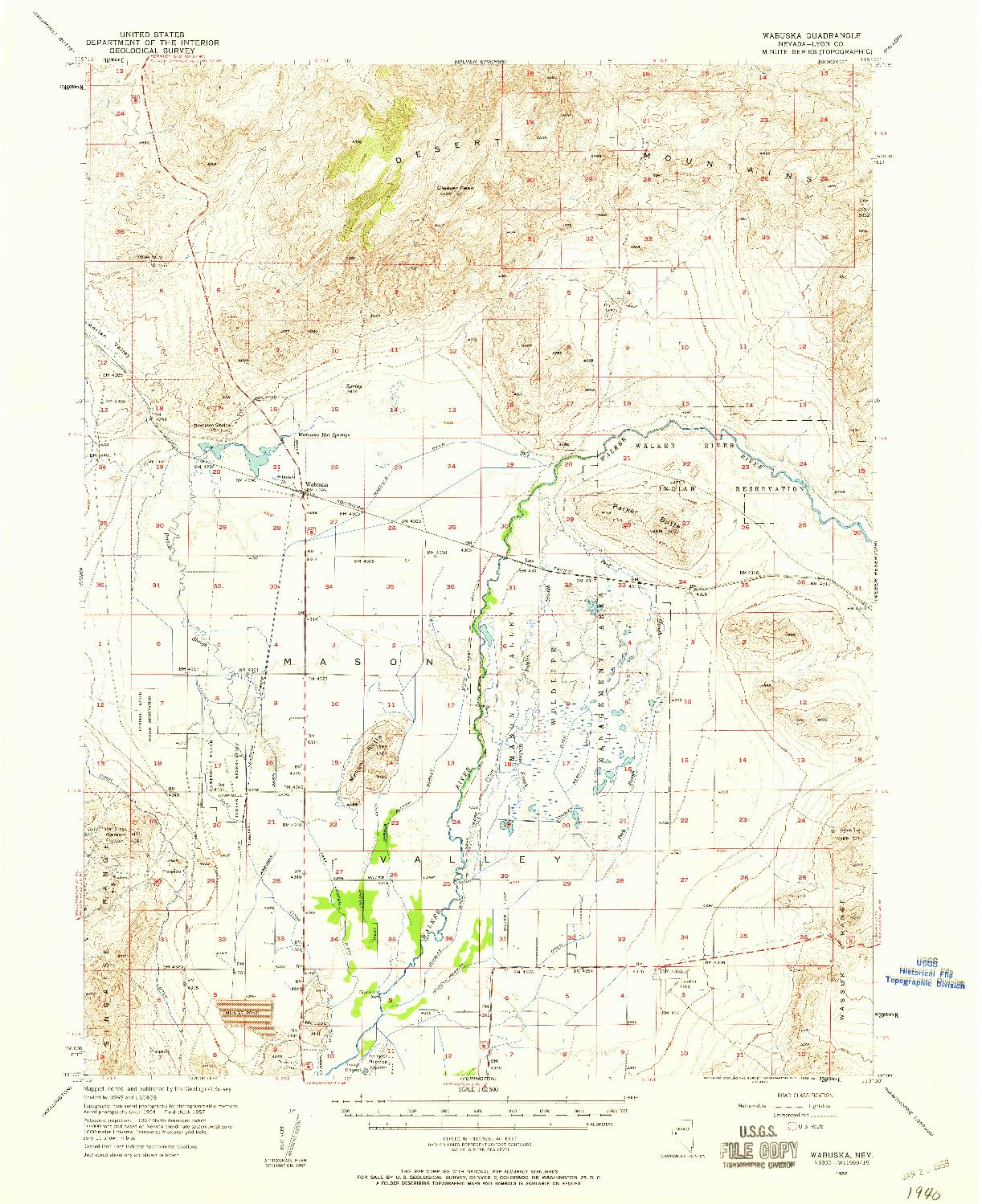 USGS 1:62500-SCALE QUADRANGLE FOR WABUSKA, NV 1957