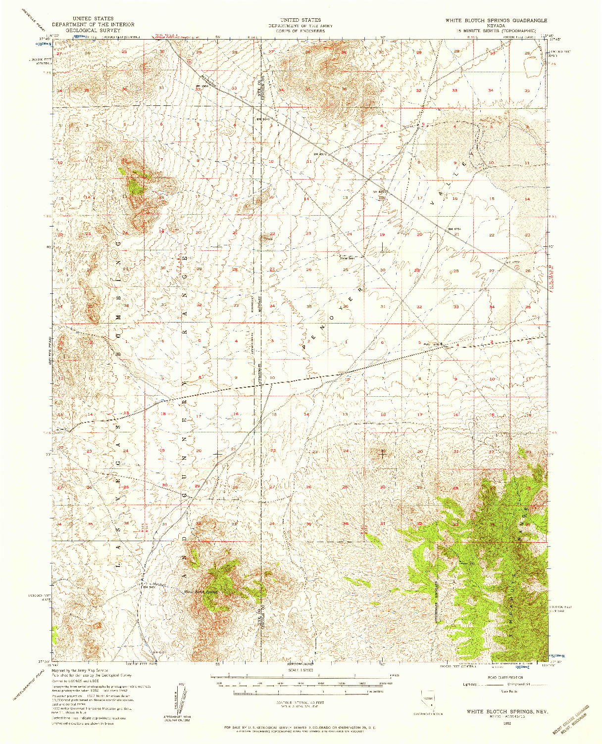 USGS 1:62500-SCALE QUADRANGLE FOR WHITE BLOTCH SPRINGS, NV 1952
