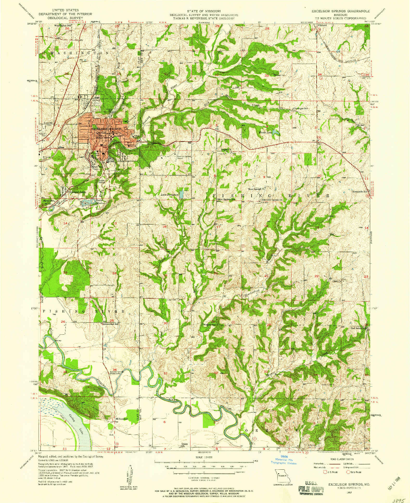 USGS 1:24000-SCALE QUADRANGLE FOR EXCELSIOR SPRINGS, MO 1957