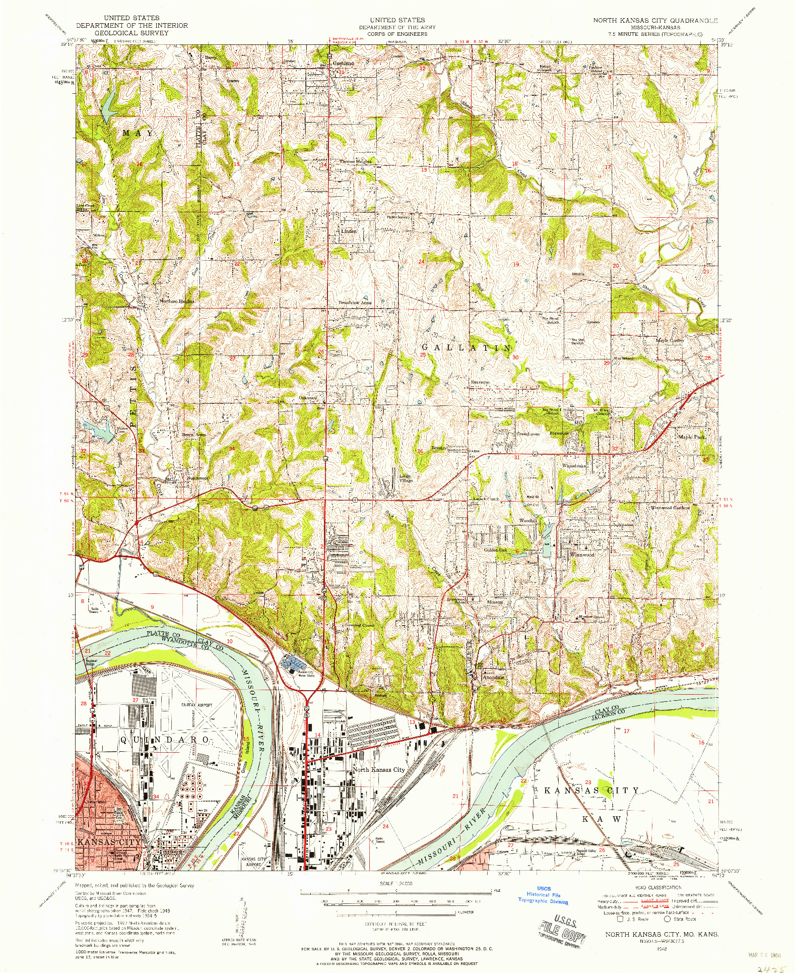 USGS 1:24000-SCALE QUADRANGLE FOR NORTH KANSAS CITY, MO 1948