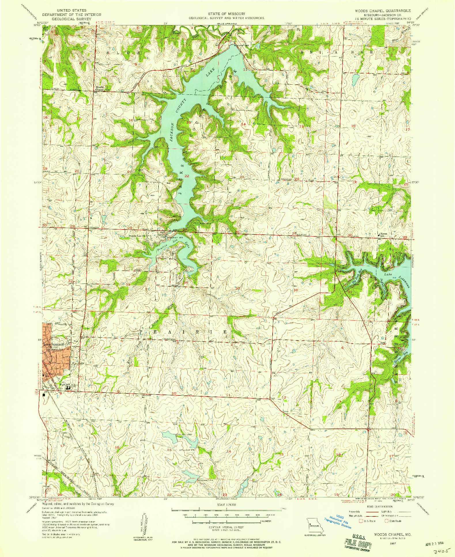 USGS 1:24000-SCALE QUADRANGLE FOR WOODS CHAPEL, MO 1957