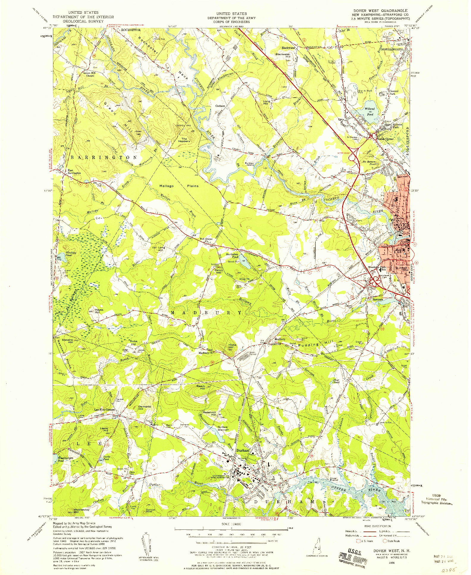 USGS 1:24000-SCALE QUADRANGLE FOR DOVER WEST, NH 1956