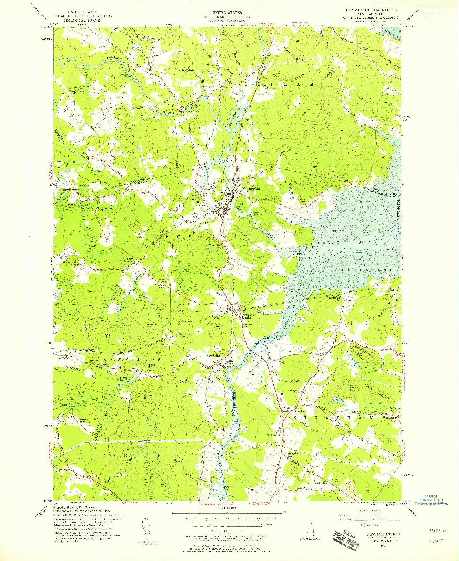 USGS 1:24000-SCALE QUADRANGLE FOR NEWMARKET, NH 1956