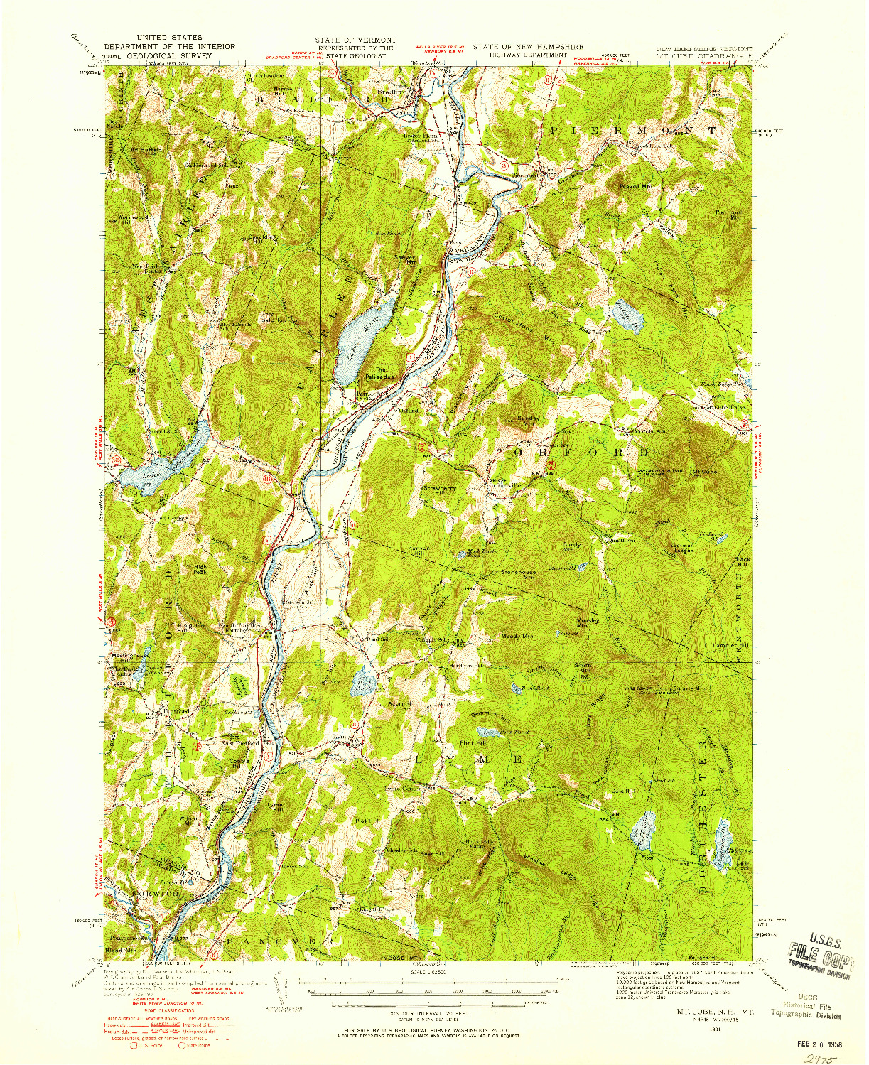 USGS 1:62500-SCALE QUADRANGLE FOR MT. CUBE, NH 1931