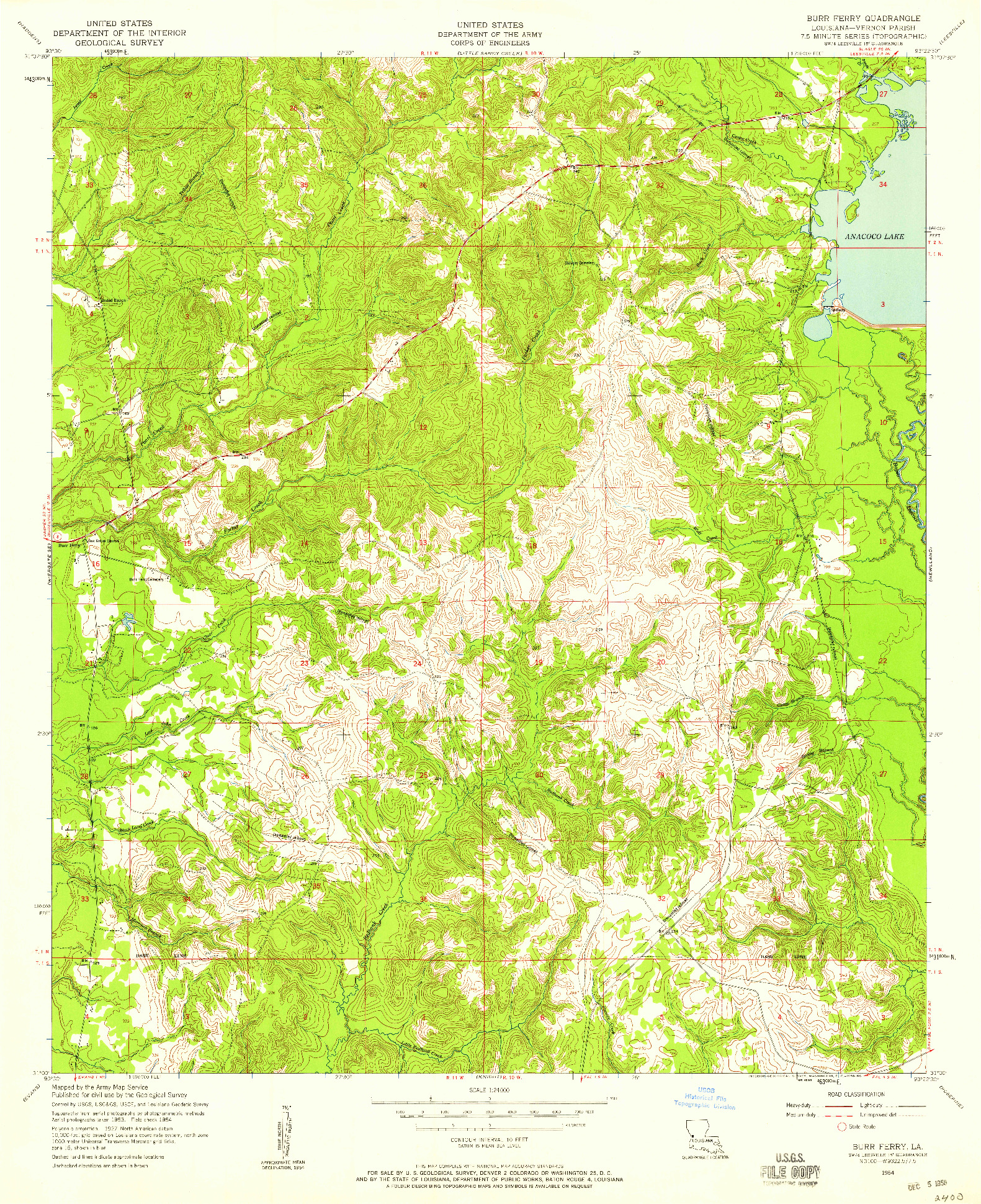 USGS 1:24000-SCALE QUADRANGLE FOR BURR FERRY, LA 1954