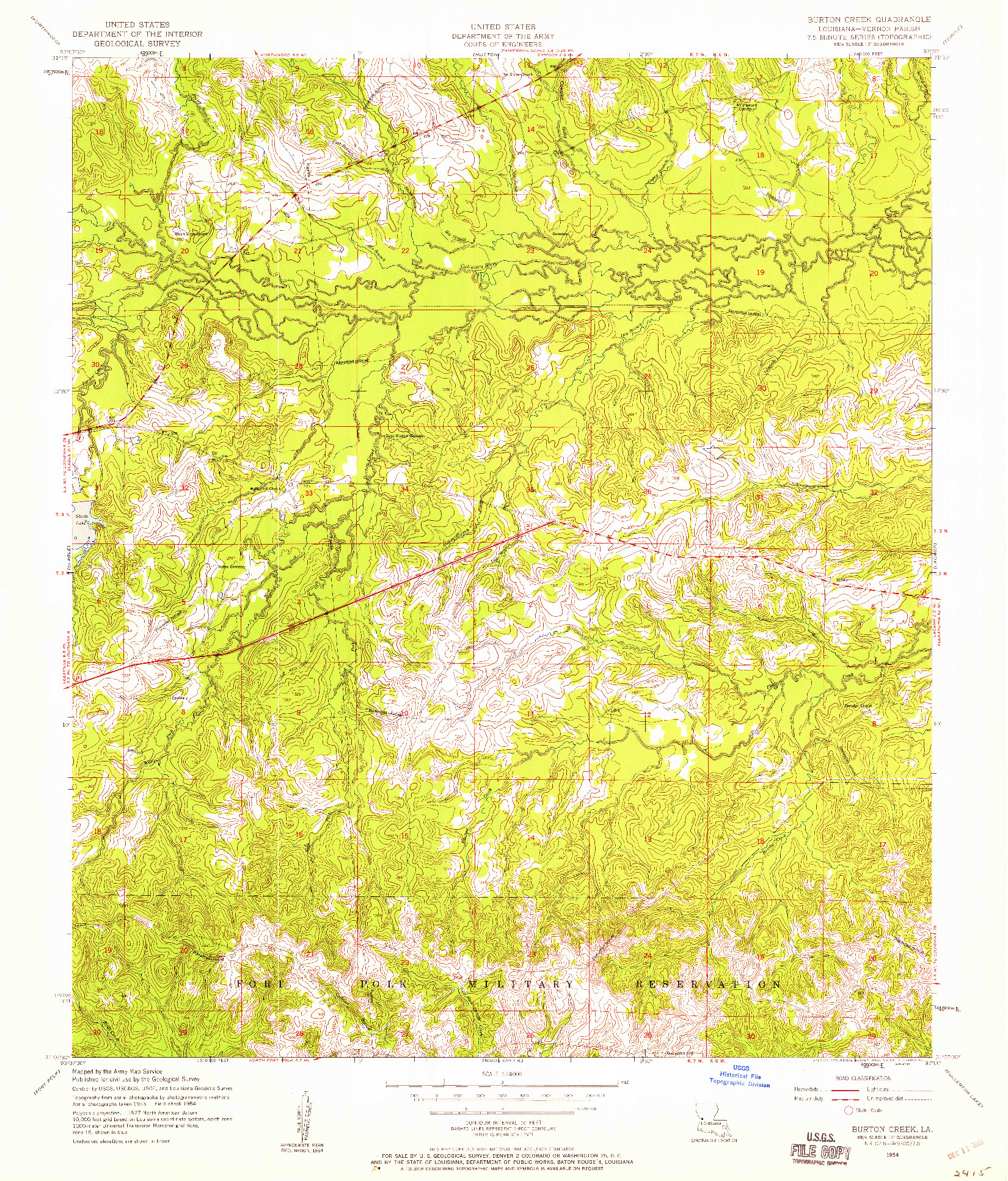 USGS 1:24000-SCALE QUADRANGLE FOR BURTON CREEK, LA 1954