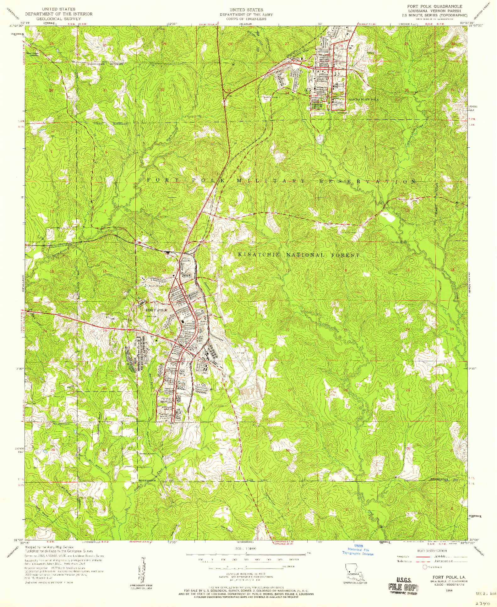 USGS 1:24000-SCALE QUADRANGLE FOR FORT POLK, LA 1954