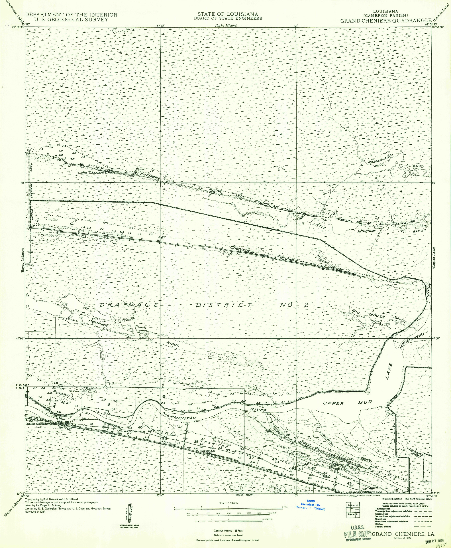 USGS 1:24000-SCALE QUADRANGLE FOR GRAND CHENIER, LA 1935