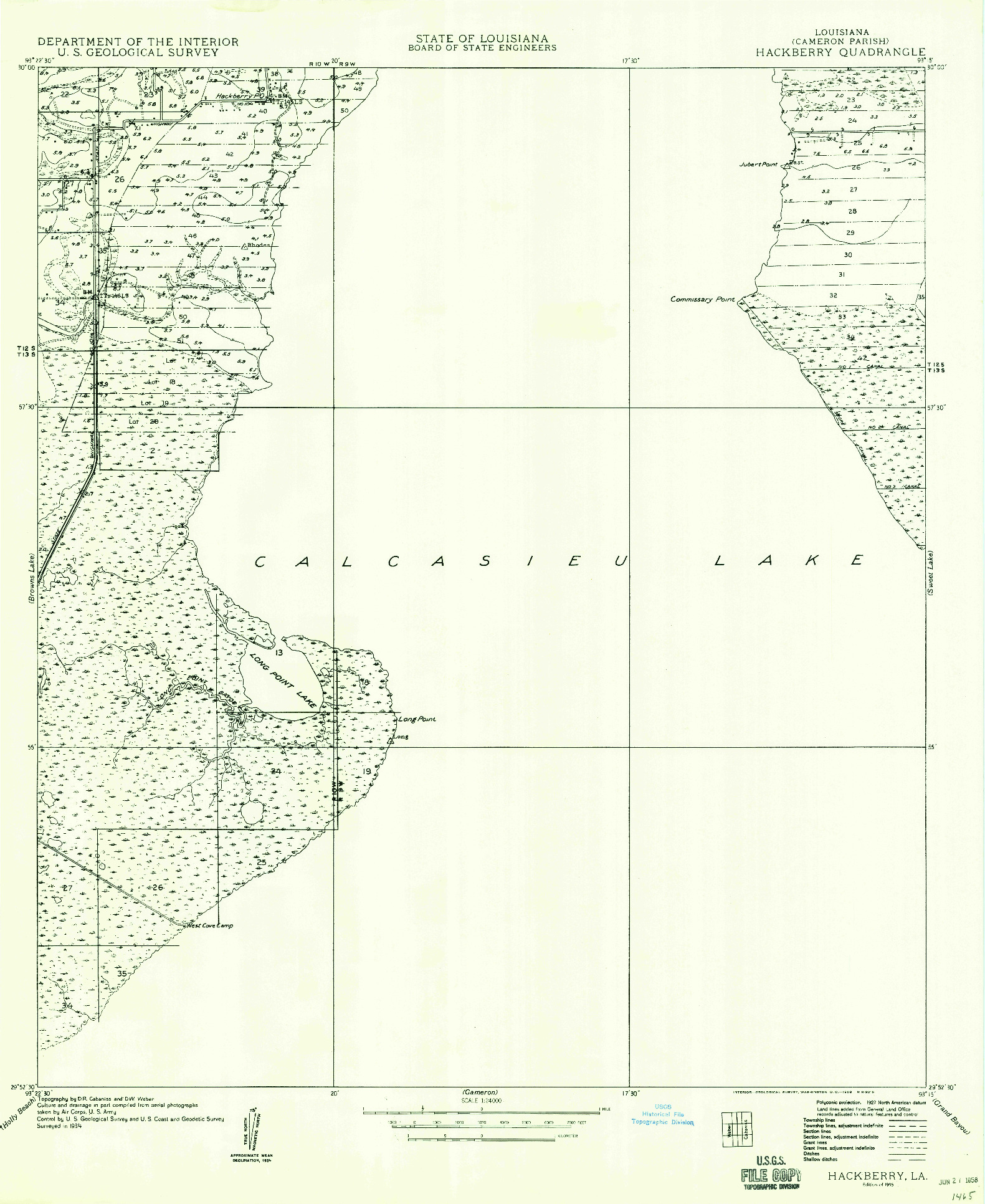 USGS 1:24000-SCALE QUADRANGLE FOR HACKBERRY, LA 1935