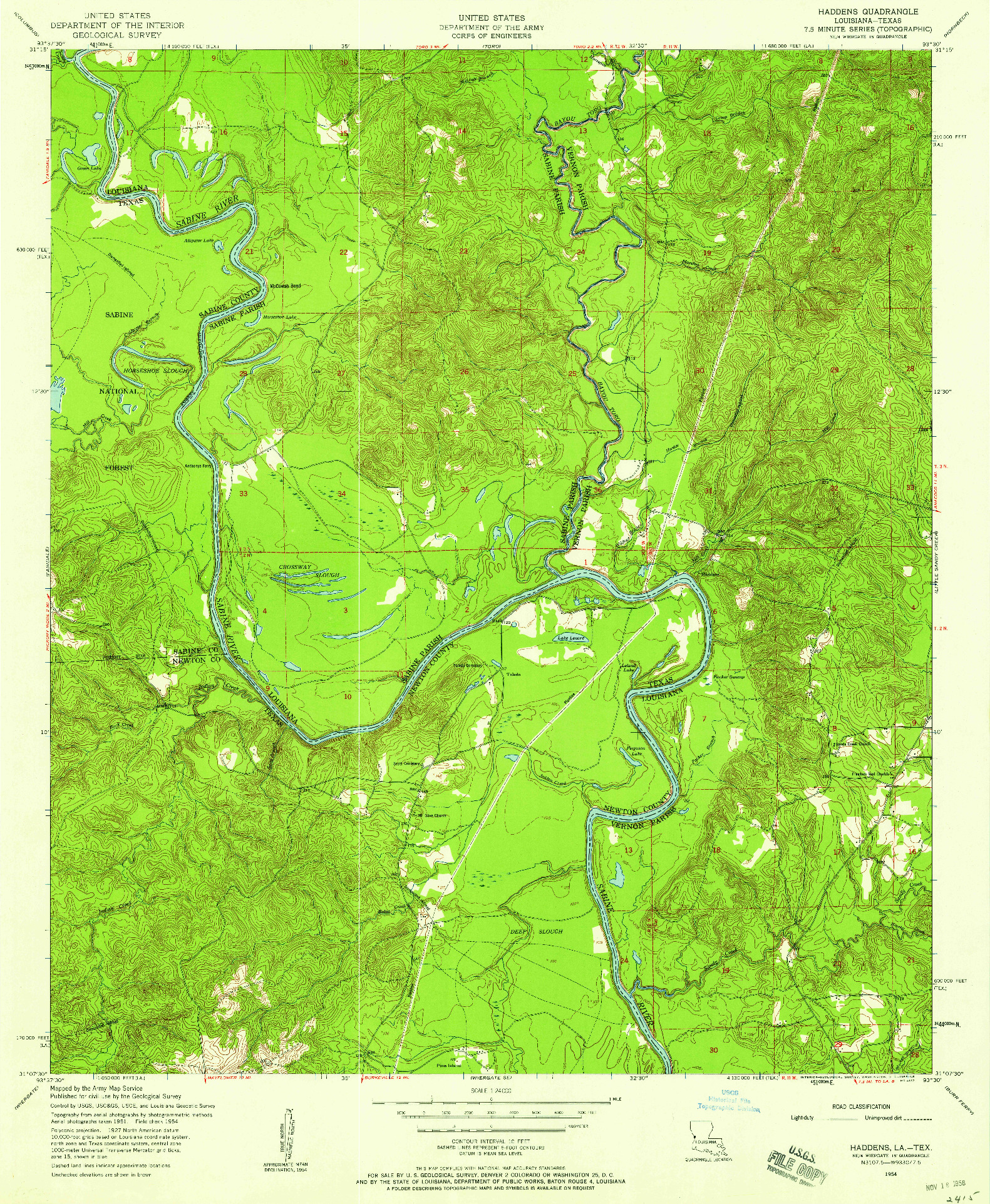 USGS 1:24000-SCALE QUADRANGLE FOR HADDENS, LA 1954