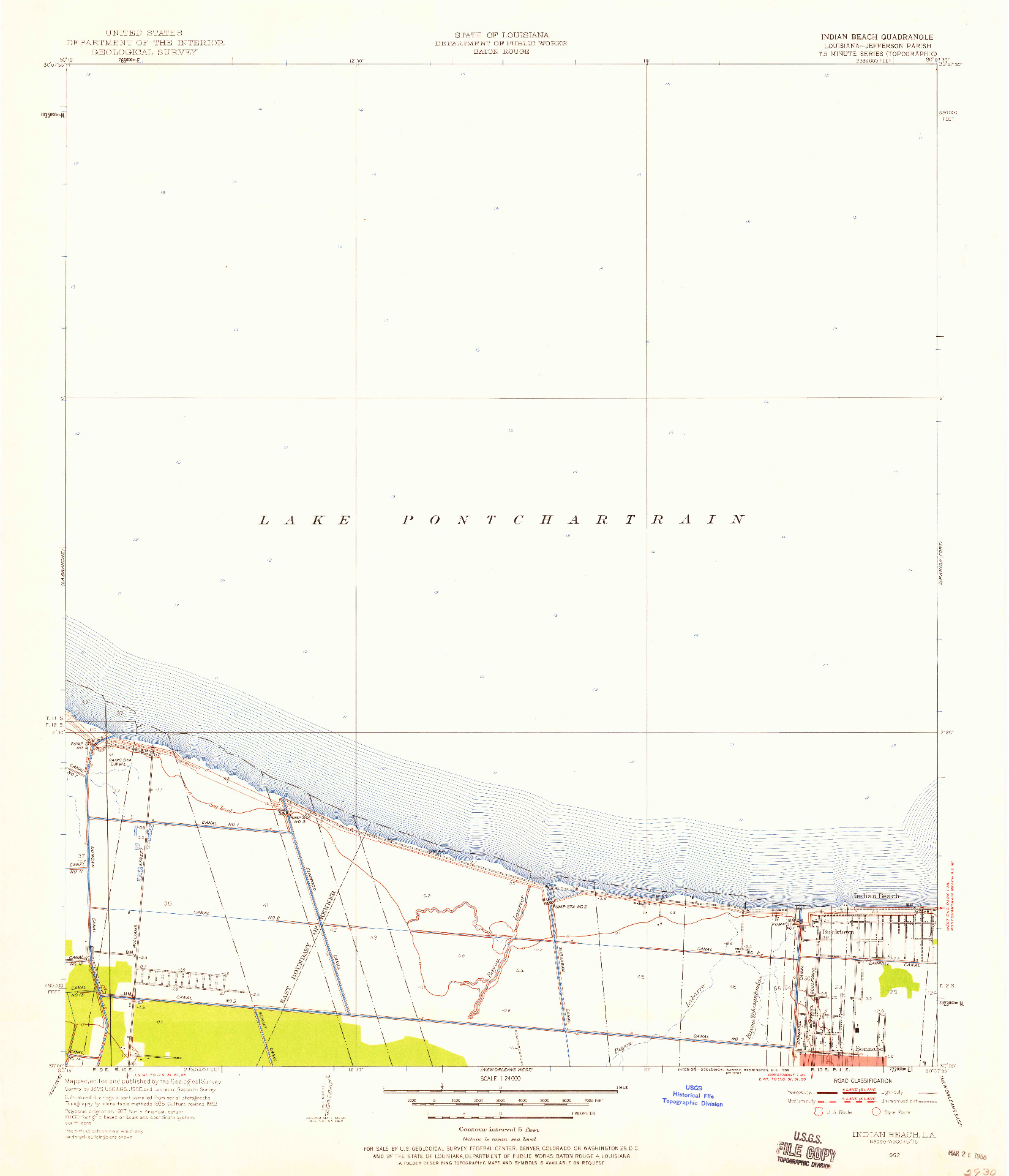 USGS 1:24000-SCALE QUADRANGLE FOR INDIAN BEACH, LA 1952