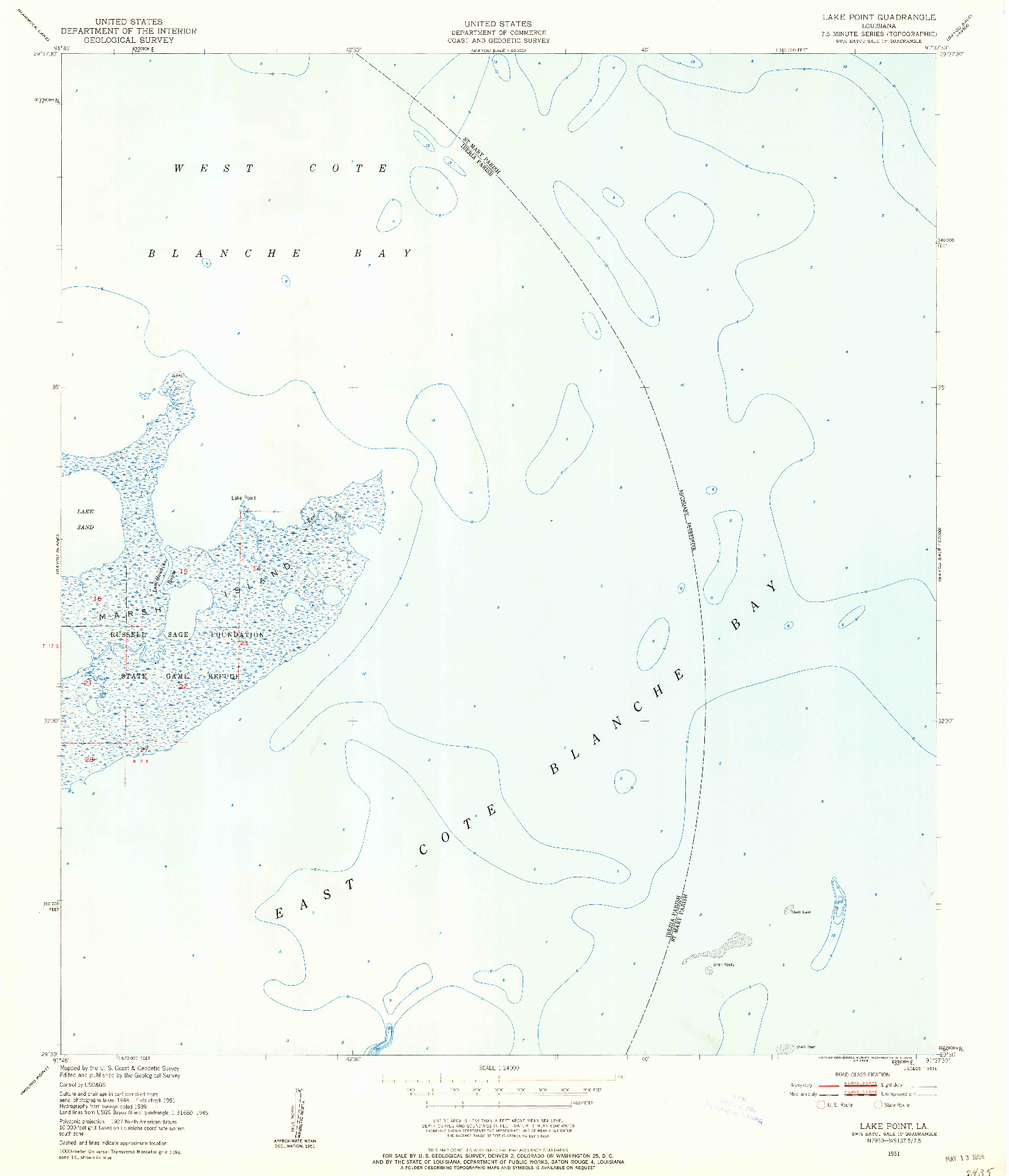 USGS 1:24000-SCALE QUADRANGLE FOR LAKE POINT, LA 1951