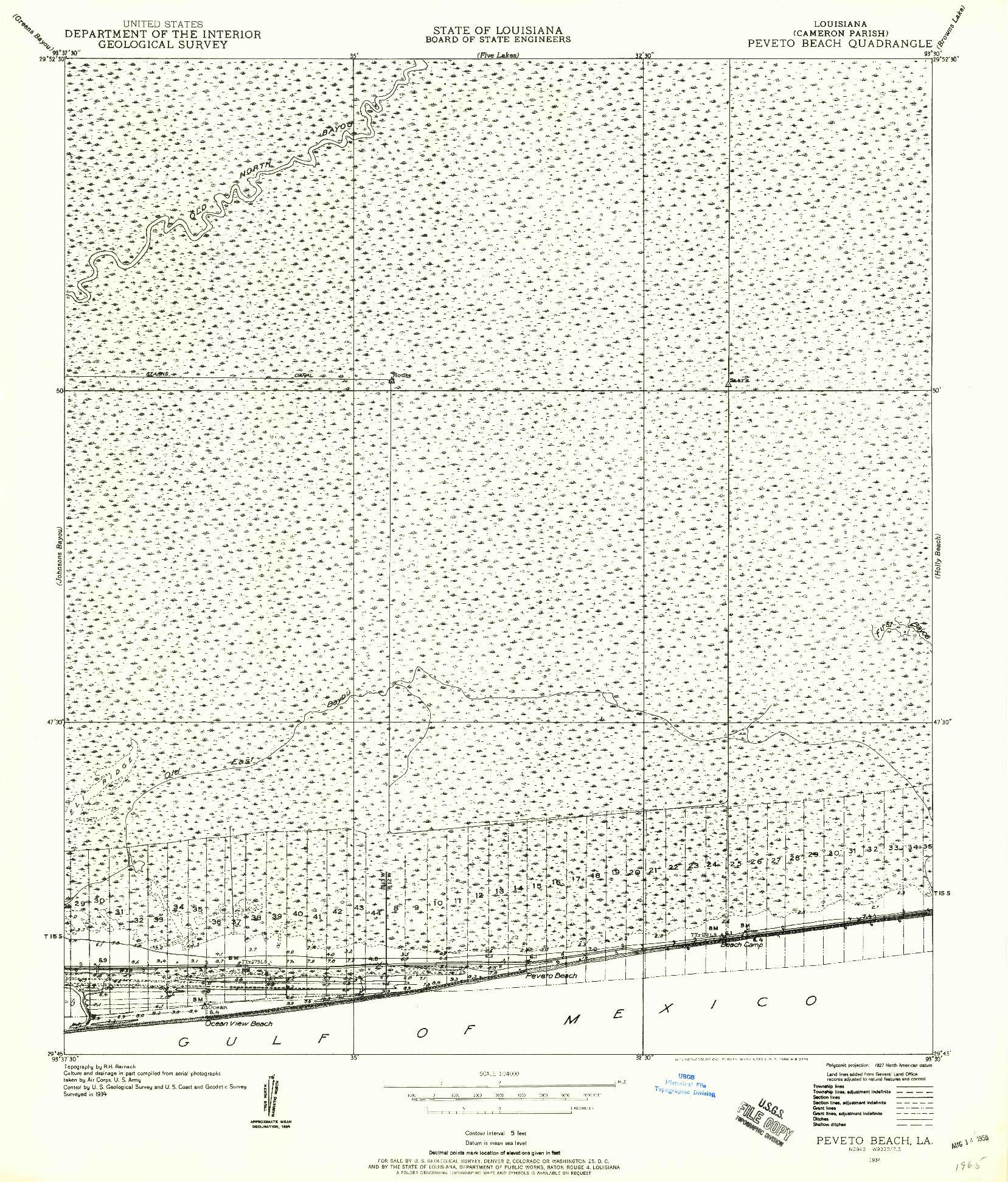 USGS 1:24000-SCALE QUADRANGLE FOR PEVETO BEACH, LA 1934