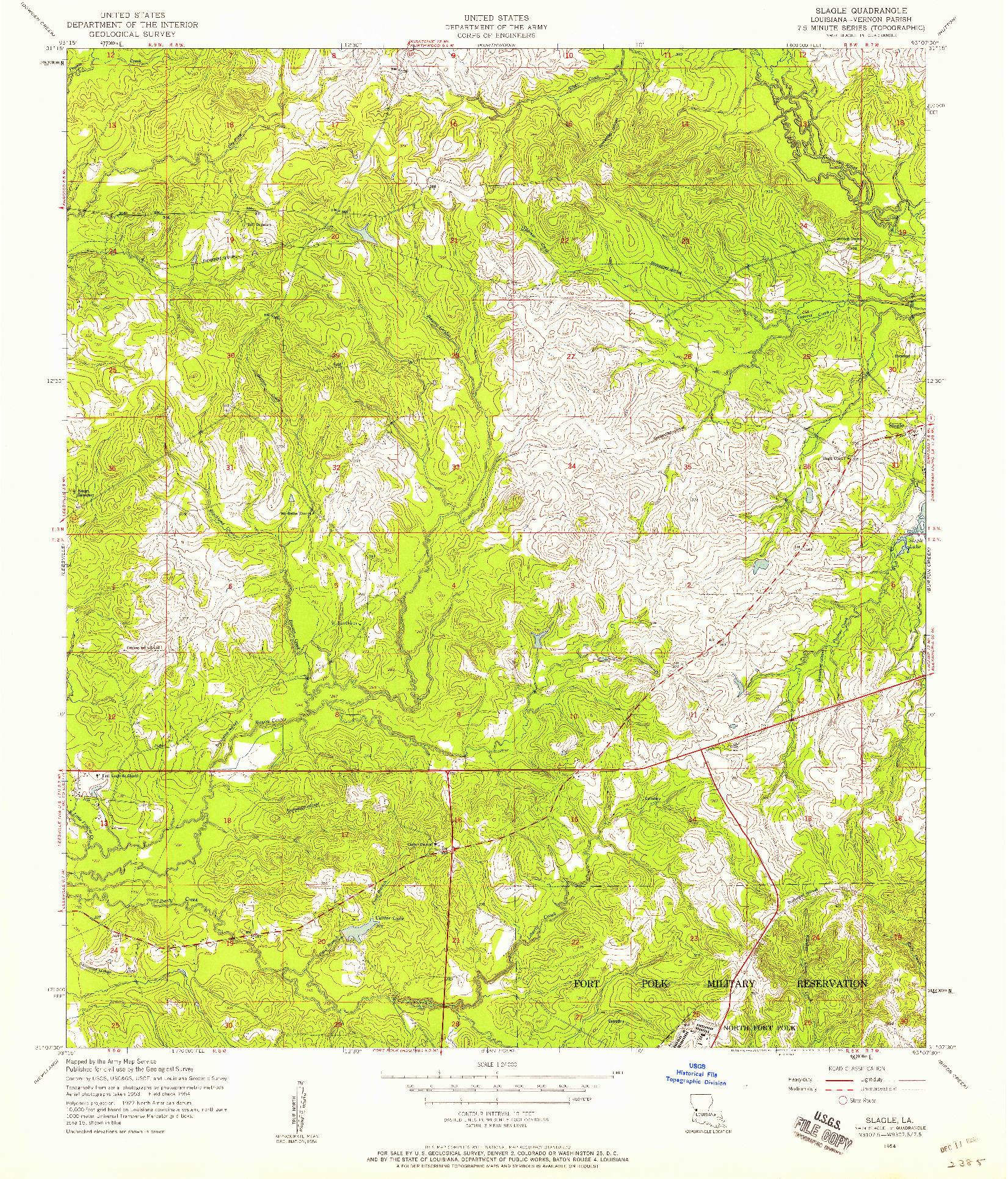 USGS 1:24000-SCALE QUADRANGLE FOR SLAGLE, LA 1954