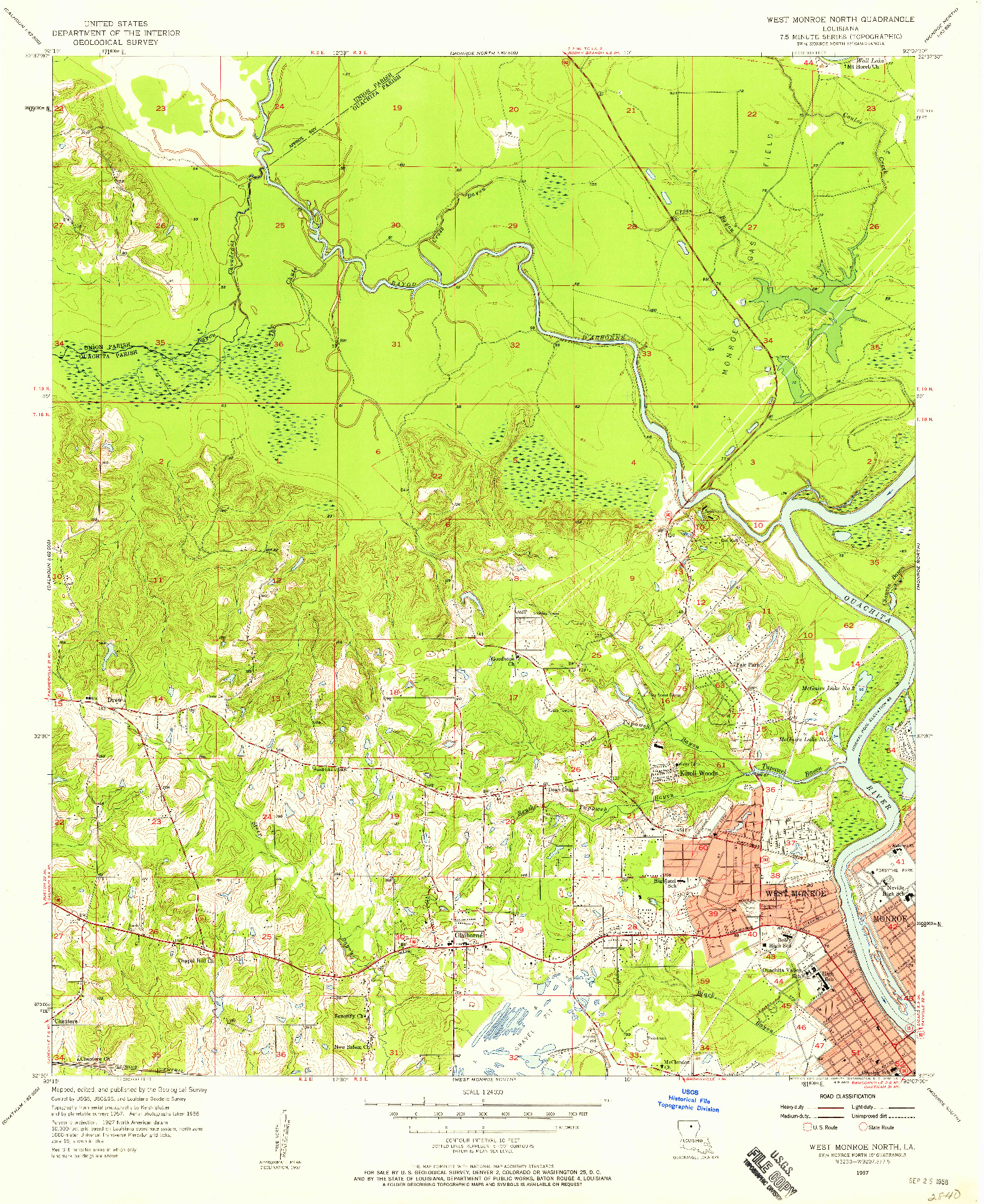 USGS 1:24000-SCALE QUADRANGLE FOR WEST MONROE NORTH, LA 1957
