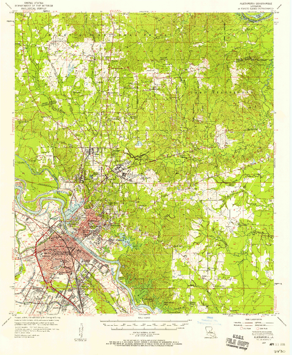 USGS 1:62500-SCALE QUADRANGLE FOR ALEXANDRIA, LA 1957