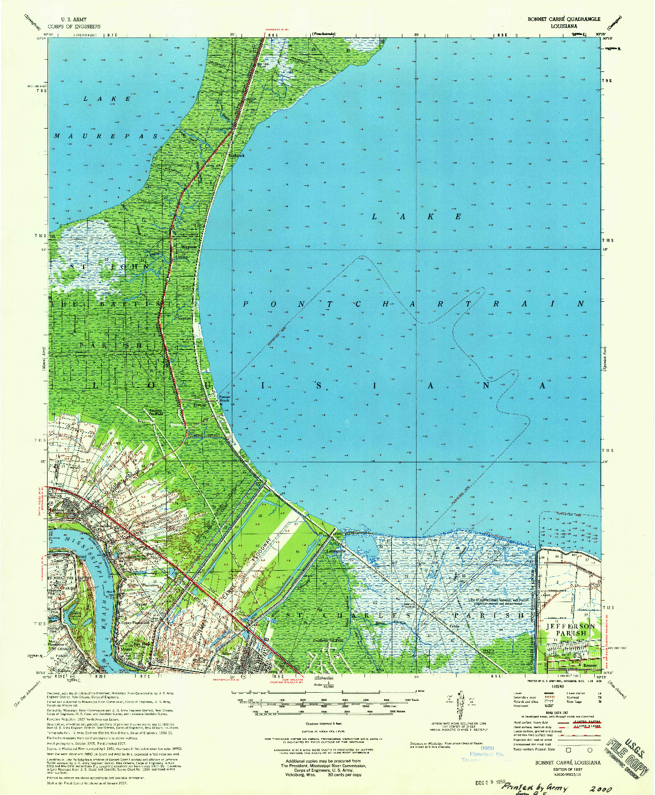 USGS 1:62500-SCALE QUADRANGLE FOR BONNET CARRE, LA 1957