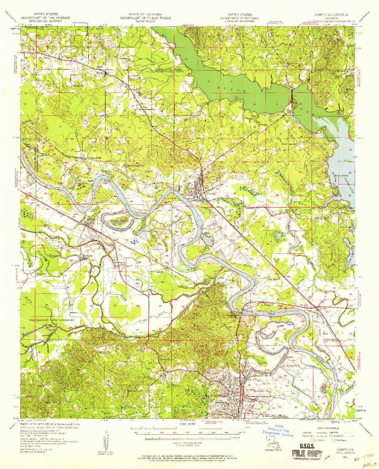 USGS 1:62500-SCALE QUADRANGLE FOR CAMPTI, LA 1957