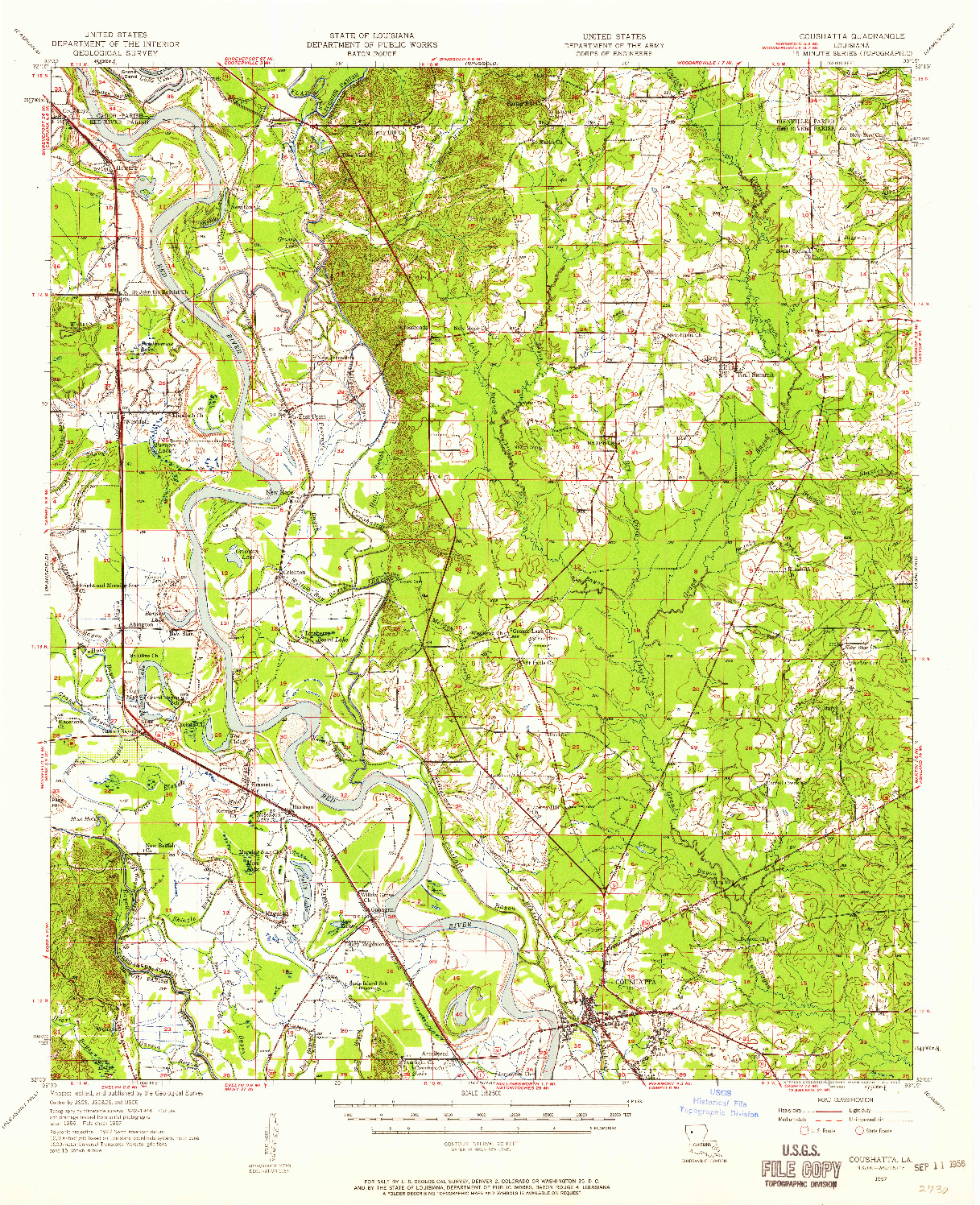 USGS 1:62500-SCALE QUADRANGLE FOR COUSHATTA, LA 1957