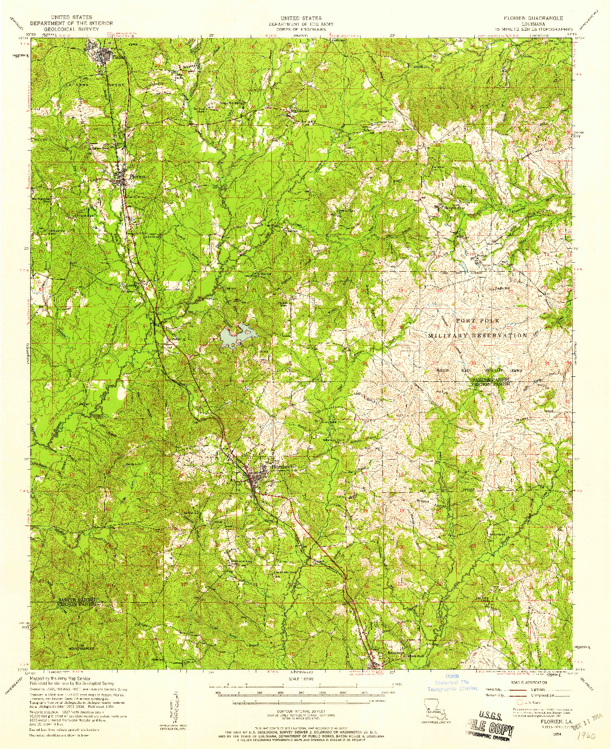 USGS 1:62500-SCALE QUADRANGLE FOR FLORIEN, LA 1954