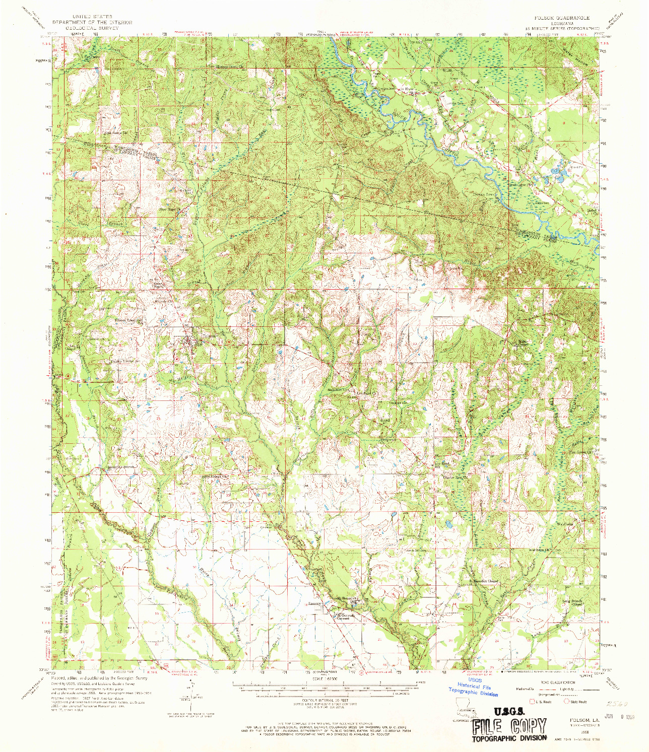 USGS 1:62500-SCALE QUADRANGLE FOR FOLSOM, LA 1954