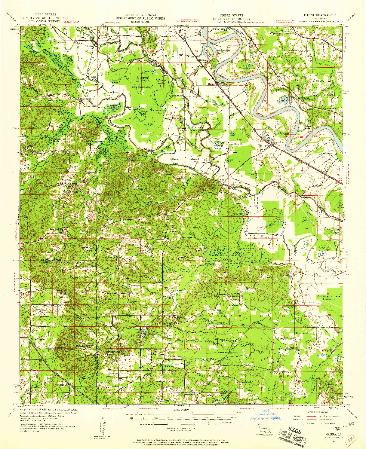 USGS 1:62500-SCALE QUADRANGLE FOR HANNA, LA 1957