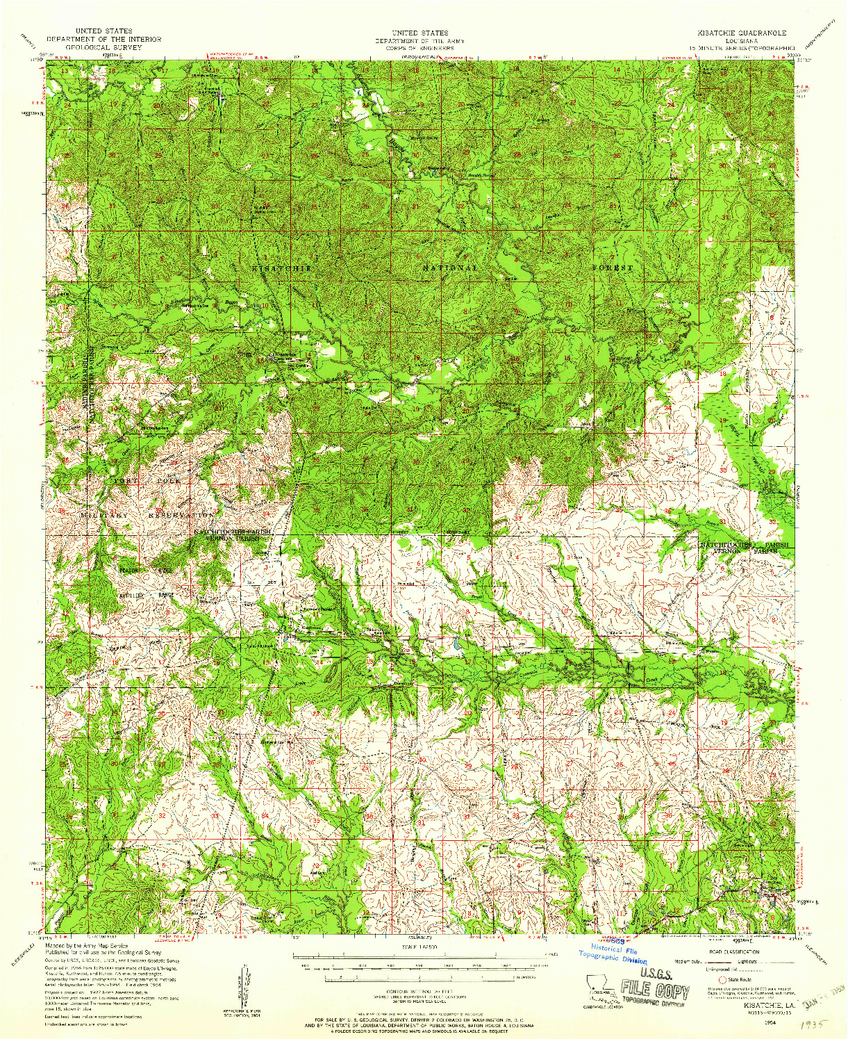 USGS 1:62500-SCALE QUADRANGLE FOR KISATCHIE, LA 1954