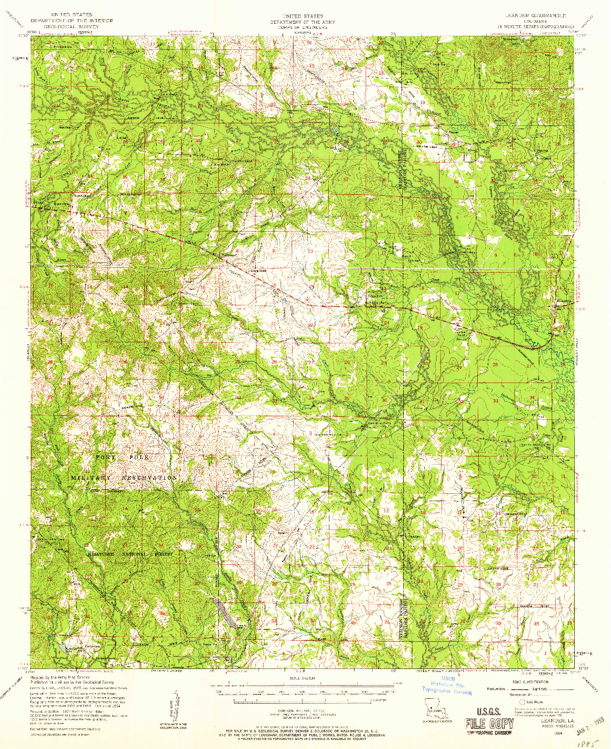 USGS 1:62500-SCALE QUADRANGLE FOR LEANDER, LA 1954