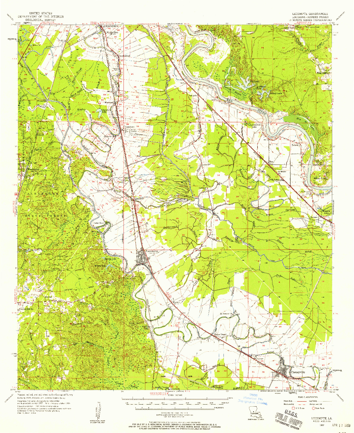 USGS 1:62500-SCALE QUADRANGLE FOR LECOMPTE, LA 1957