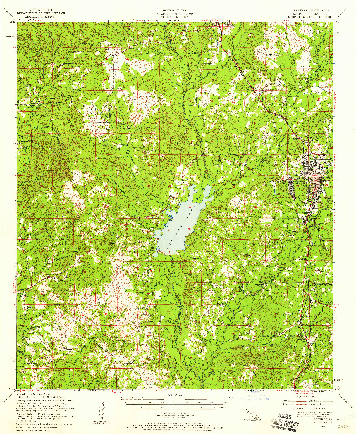 USGS 1:62500-SCALE QUADRANGLE FOR LEESVILLE, LA 1954