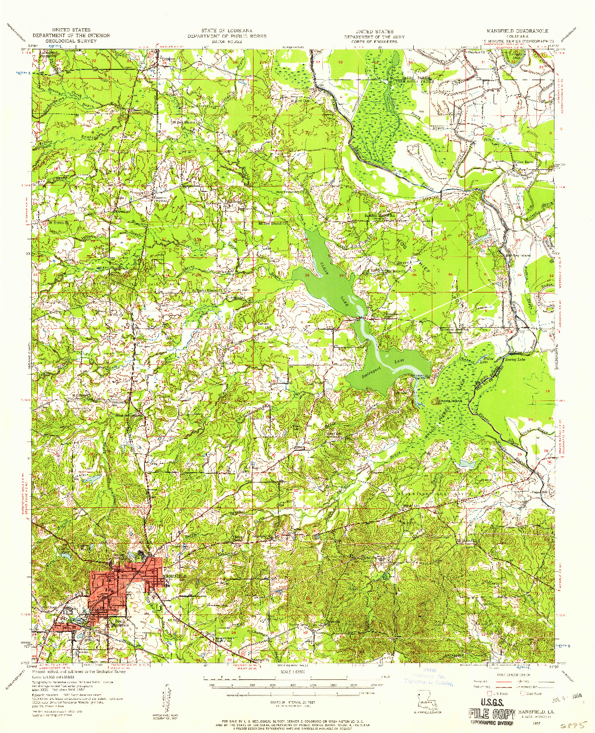 USGS 1:62500-SCALE QUADRANGLE FOR MANSFIELD, LA 1957