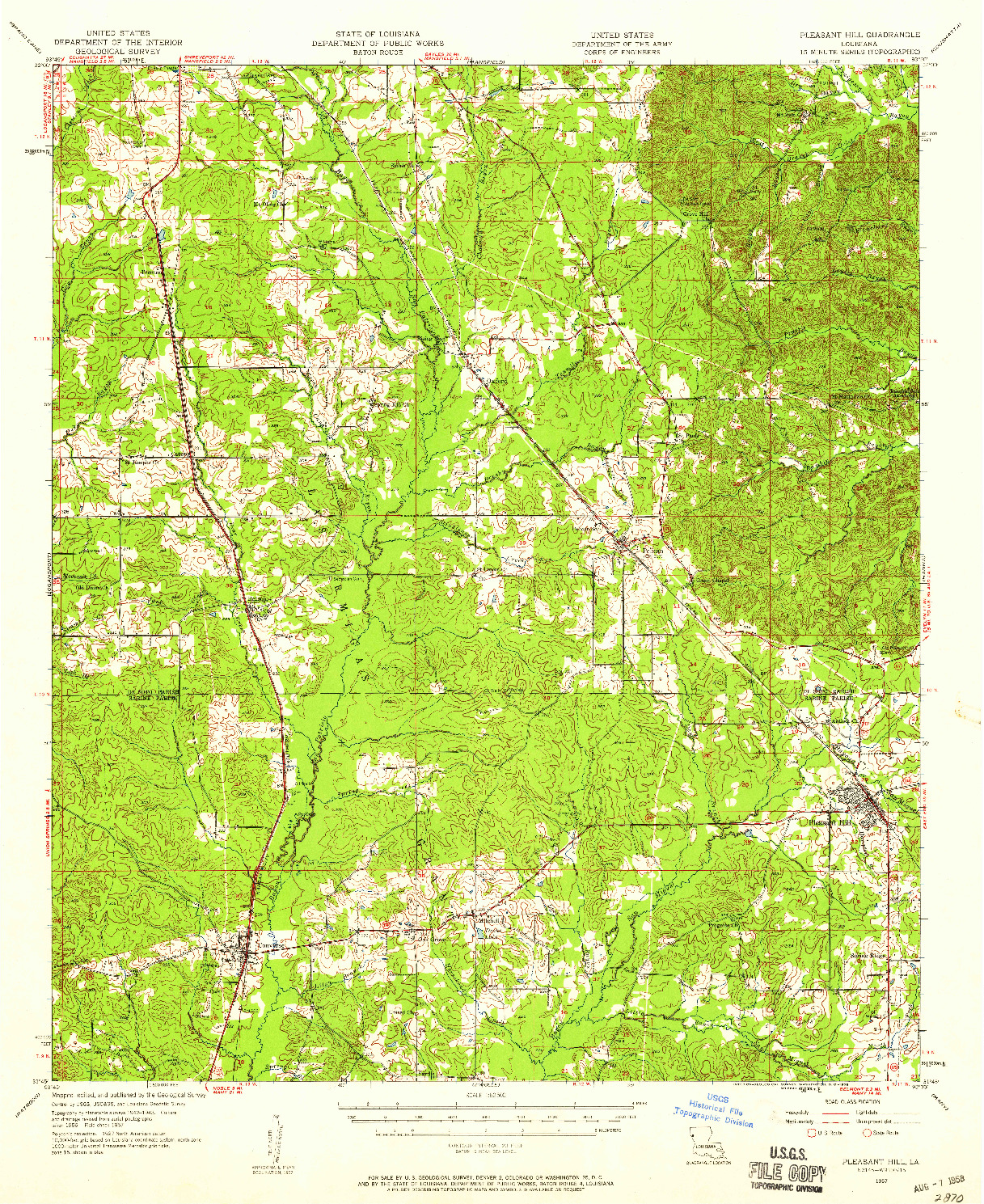 USGS 1:62500-SCALE QUADRANGLE FOR PLEASANT HILL, LA 1957