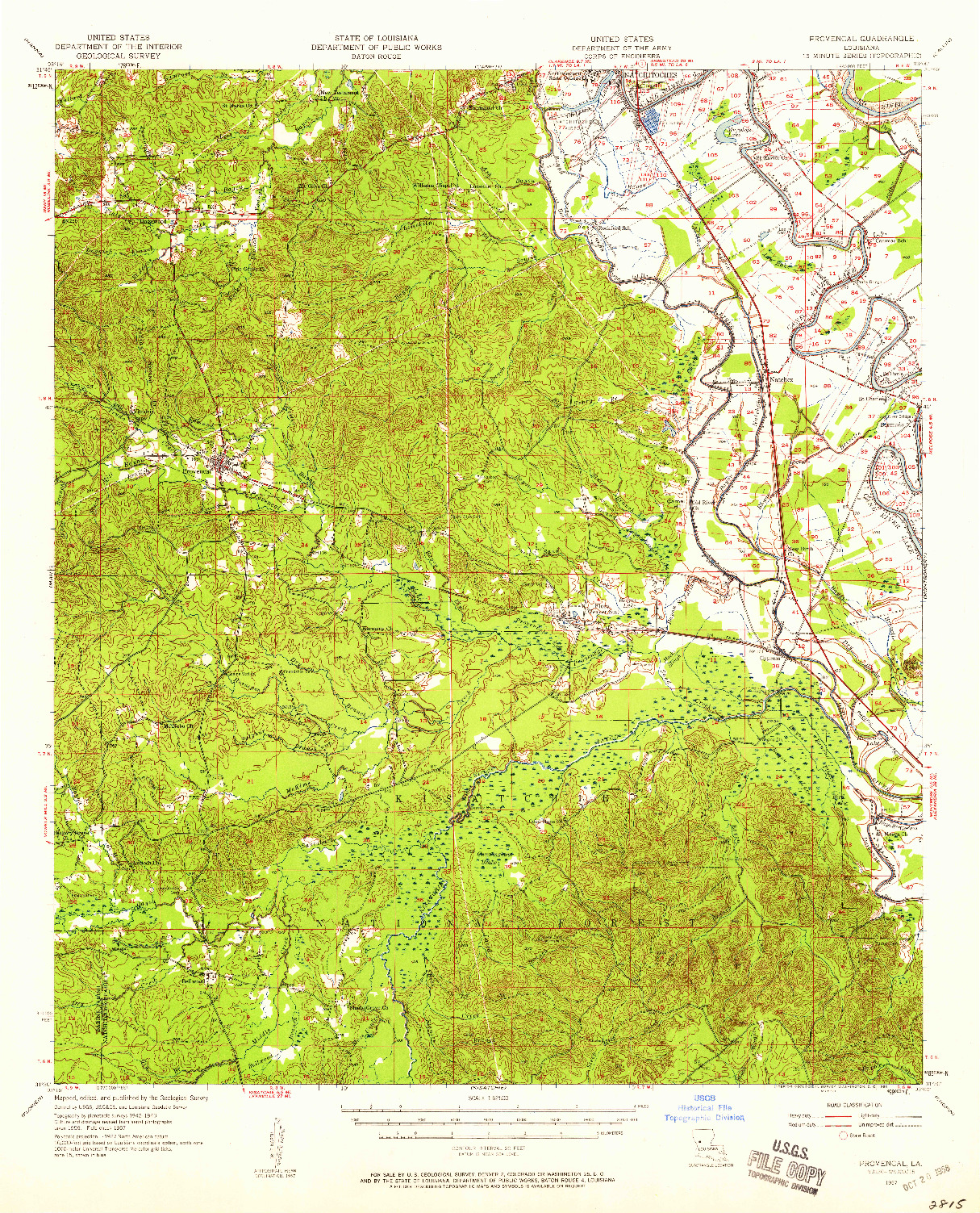 USGS 1:62500-SCALE QUADRANGLE FOR PROVENCAL, LA 1957