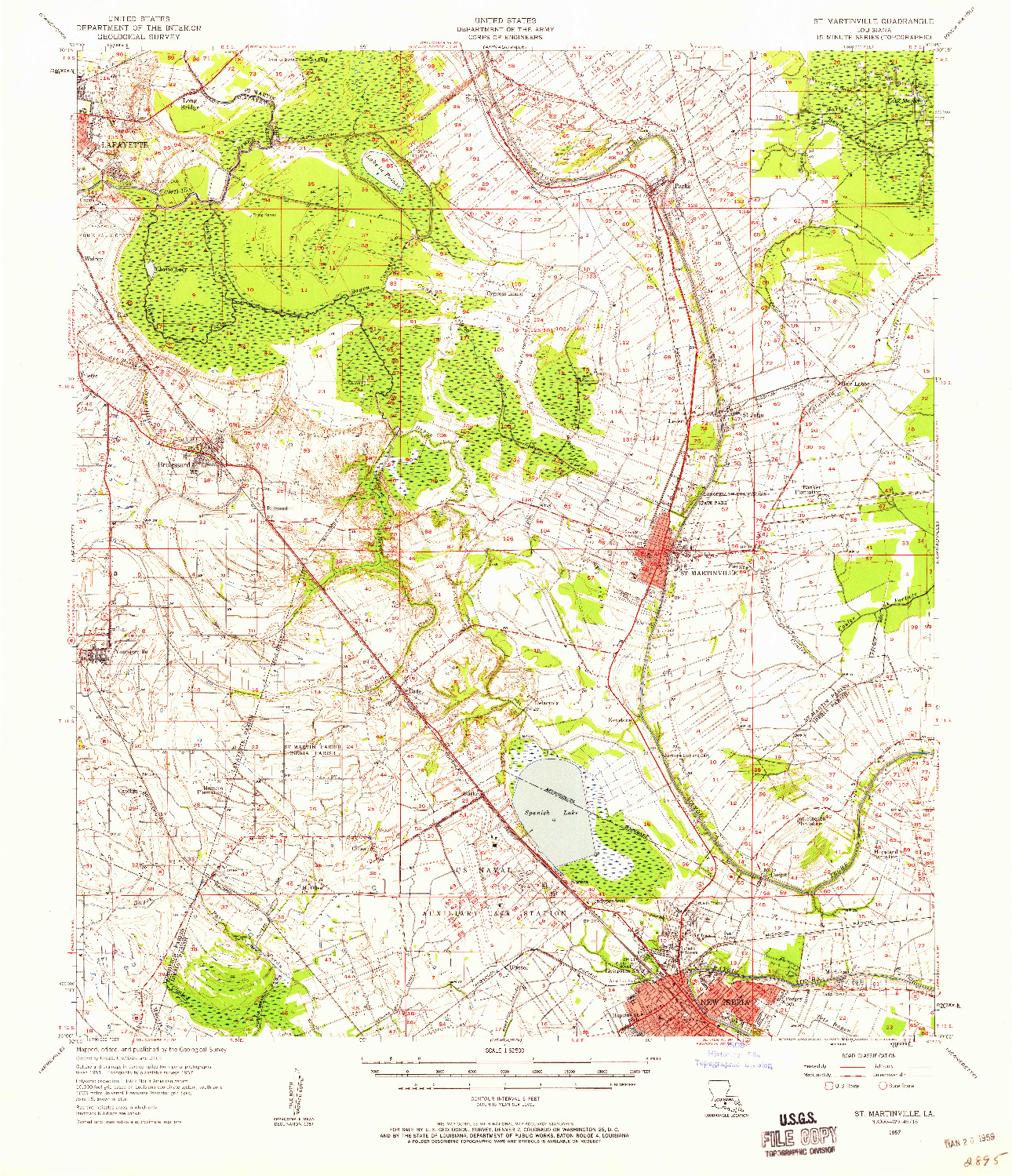 USGS 1:62500-SCALE QUADRANGLE FOR ST. MARTINVILLE, LA 1957