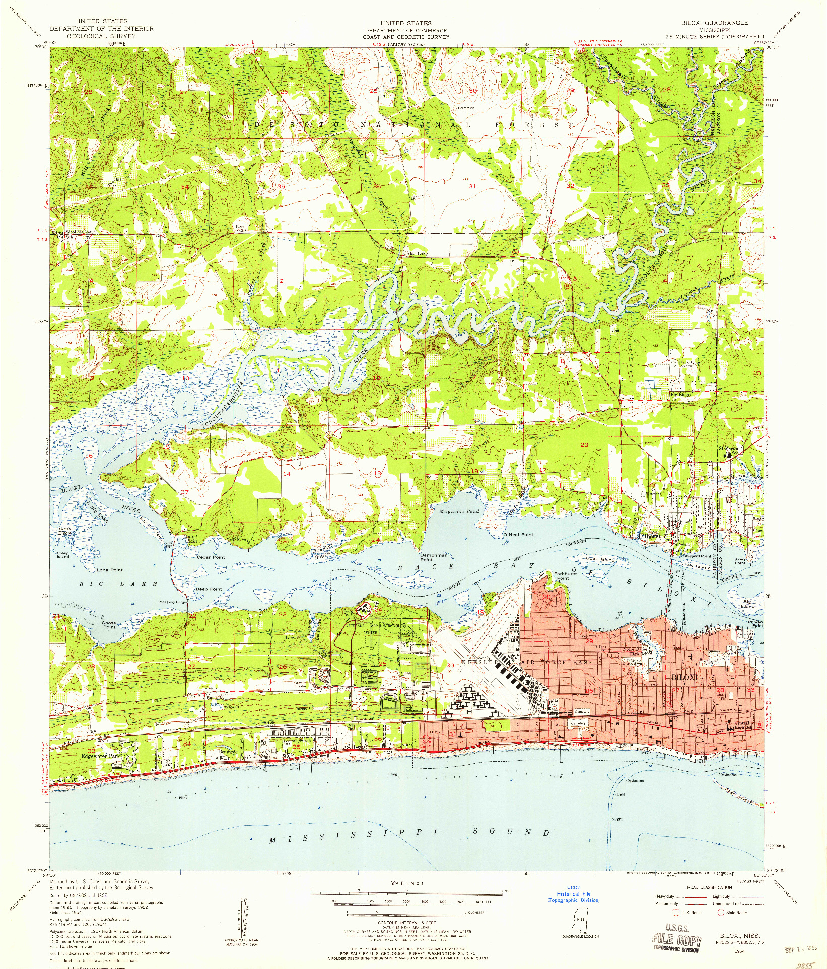 USGS 1:24000-SCALE QUADRANGLE FOR BILOXI, MS 1954