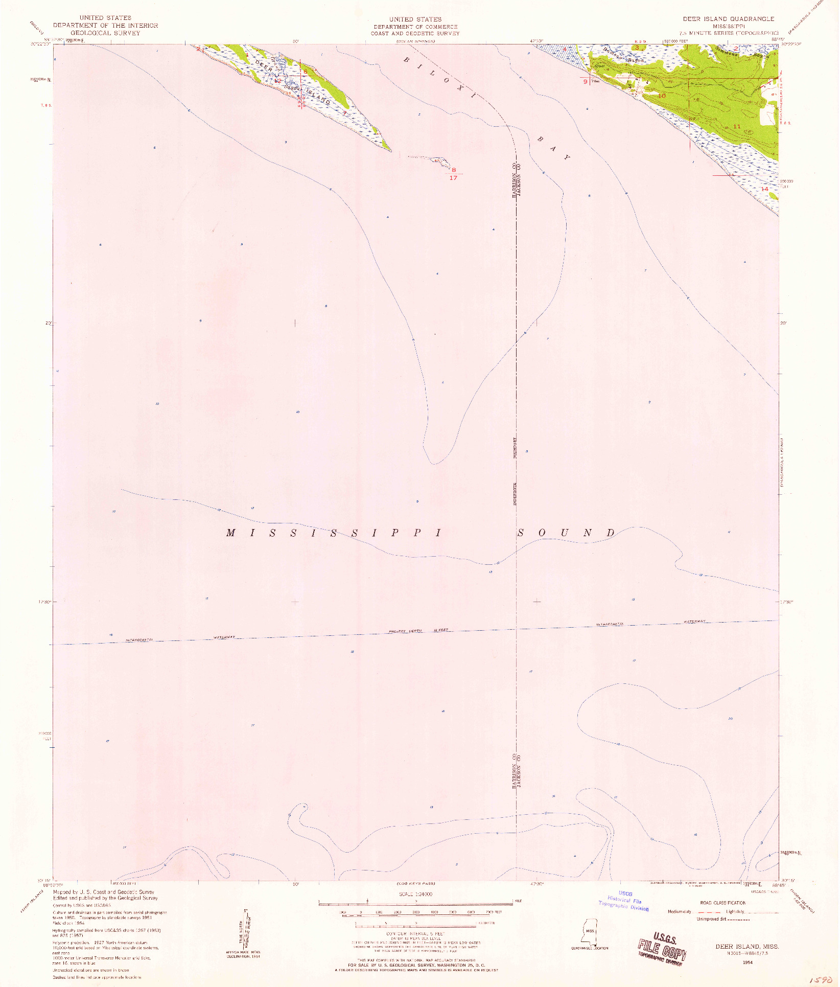 USGS 1:24000-SCALE QUADRANGLE FOR DEER ISLAND, MS 1954