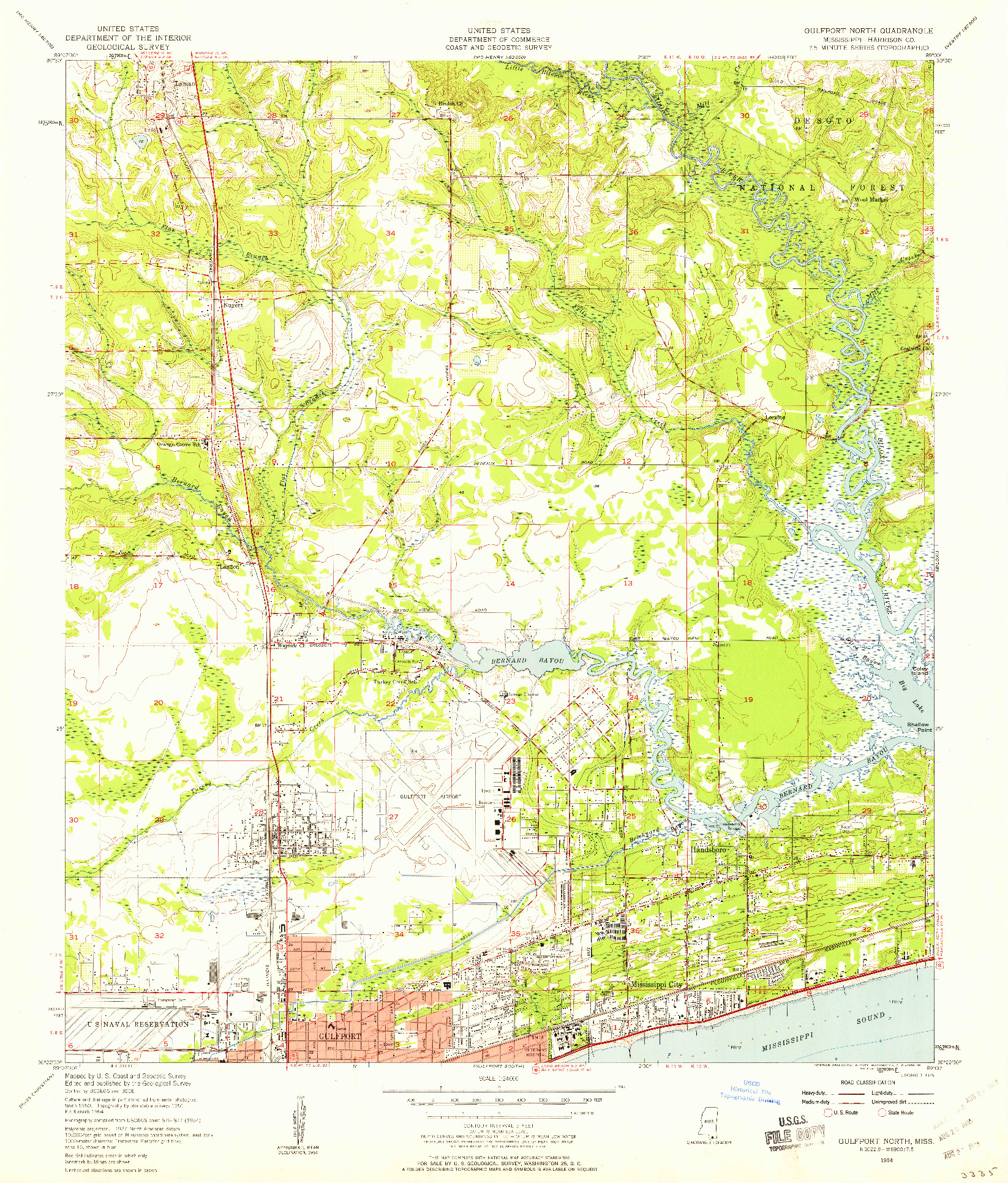 USGS 1:24000-SCALE QUADRANGLE FOR GULFPORT NORTH, MS 1954