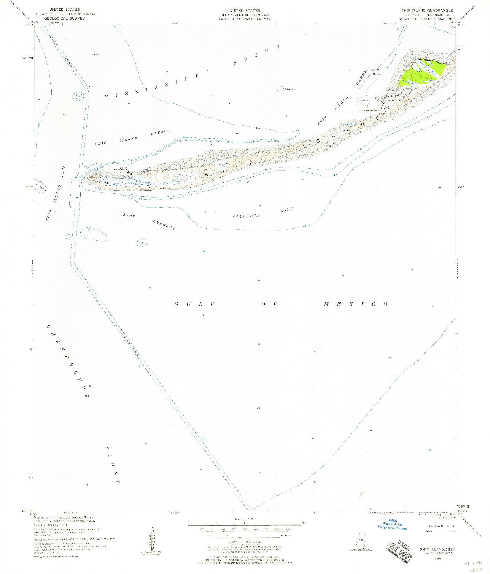 USGS 1:24000-SCALE QUADRANGLE FOR SHIP ISLAND, MS 1950