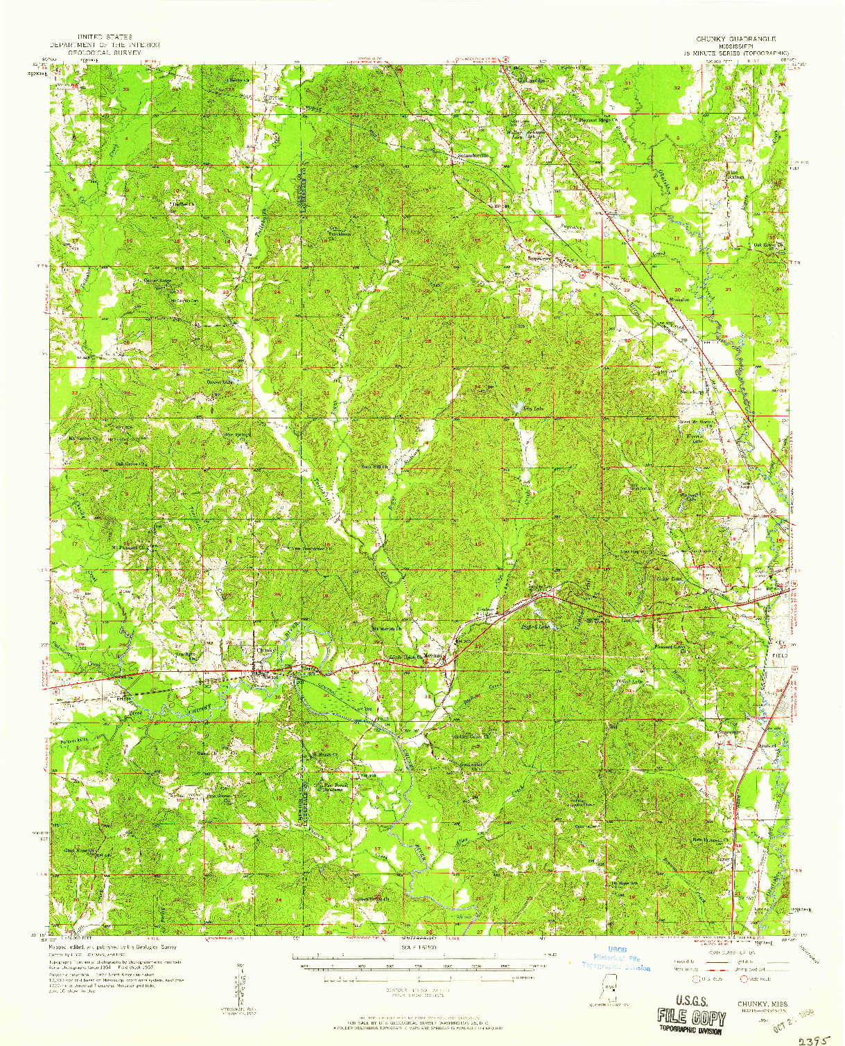 USGS 1:62500-SCALE QUADRANGLE FOR CHUNKY, MS 1957