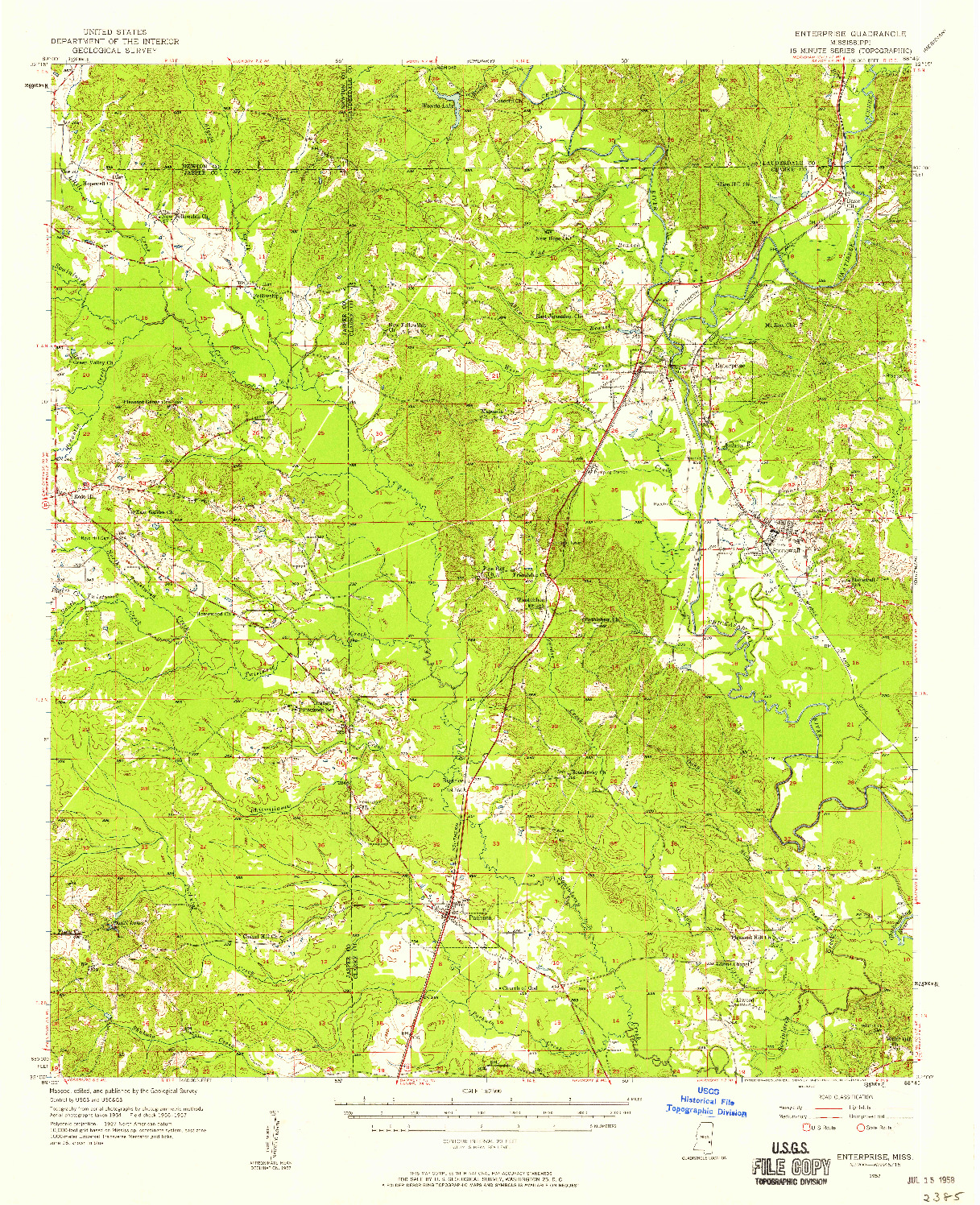 USGS 1:62500-SCALE QUADRANGLE FOR ENTERPRISE, MS 1957