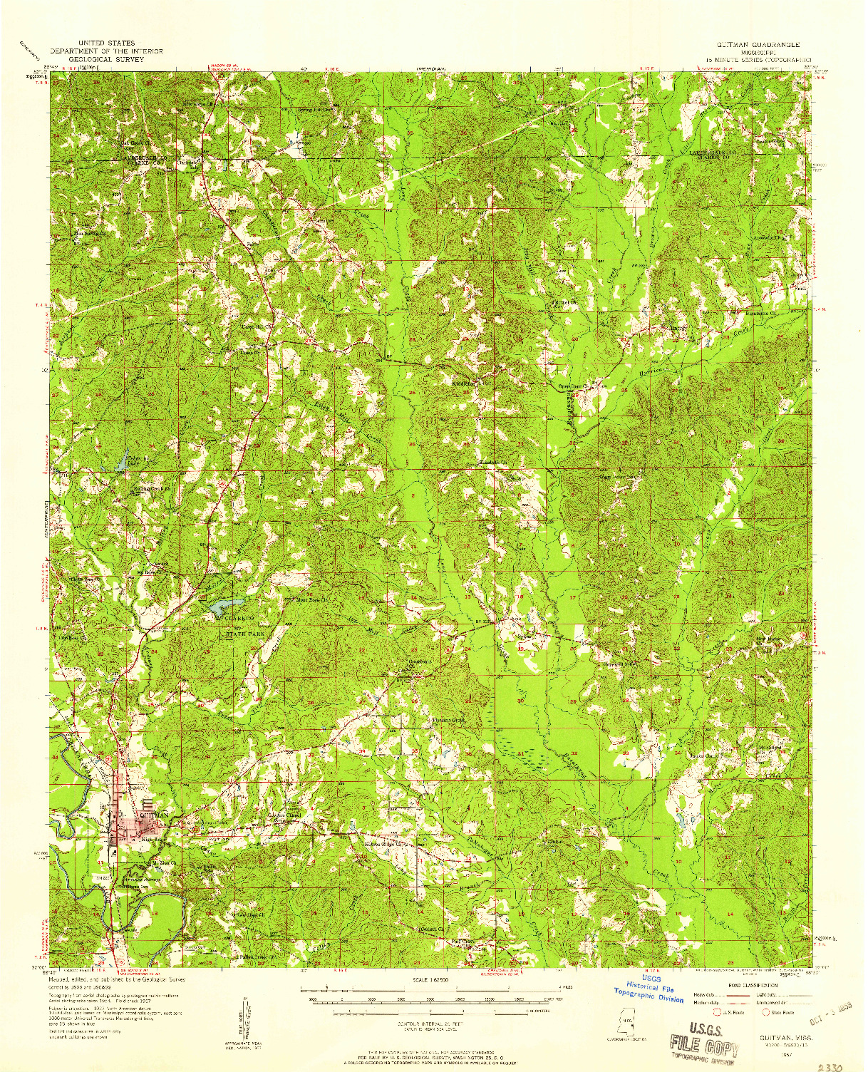 USGS 1:62500-SCALE QUADRANGLE FOR QUITMAN, MS 1957
