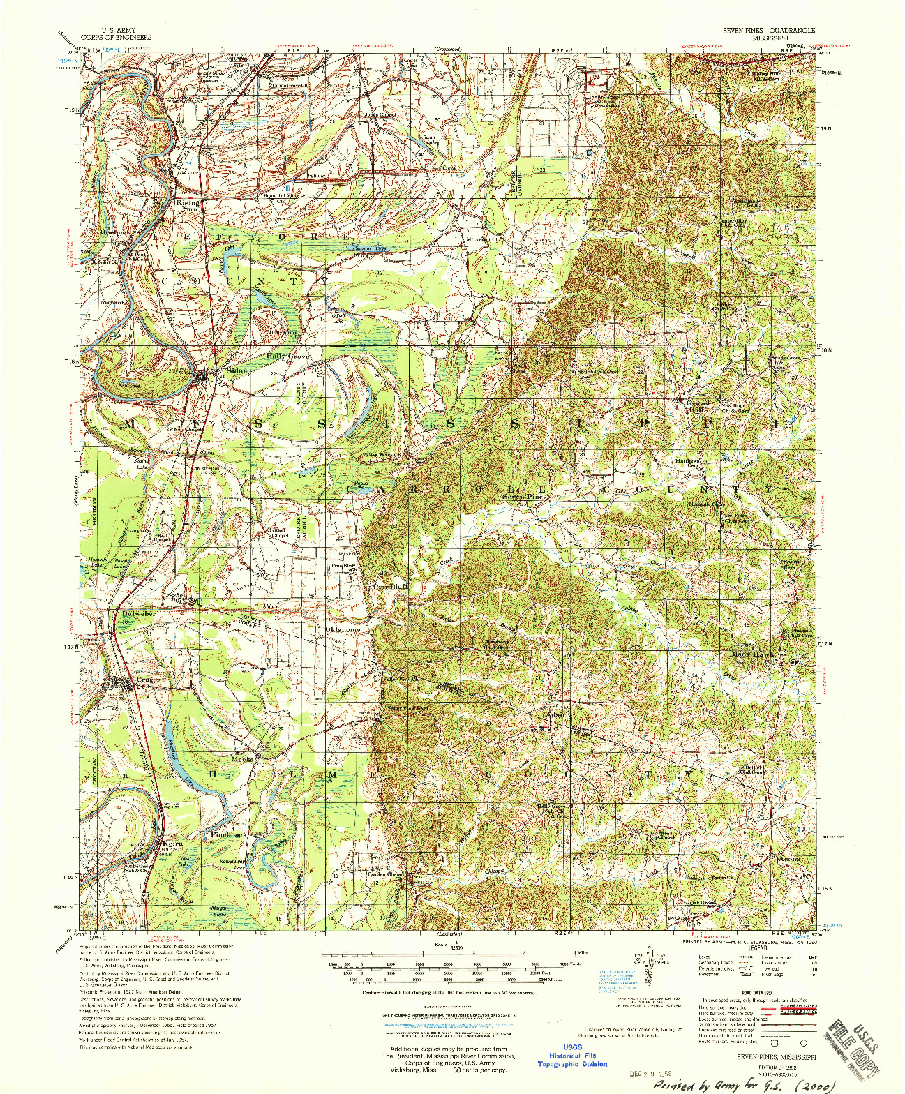USGS 1:62500-SCALE QUADRANGLE FOR SEVEN PINES, MS 1958