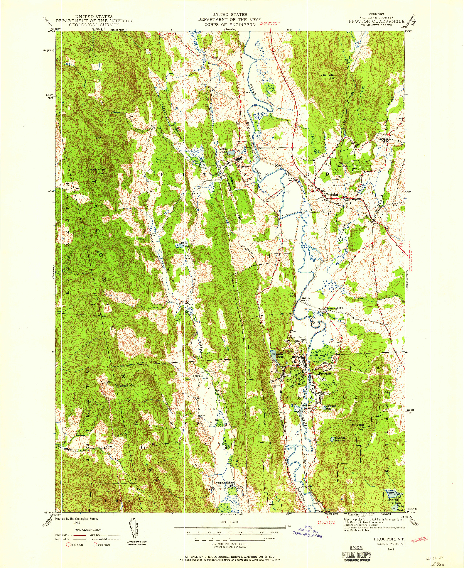 USGS 1:24000-SCALE QUADRANGLE FOR PROCTOR, VT 1944